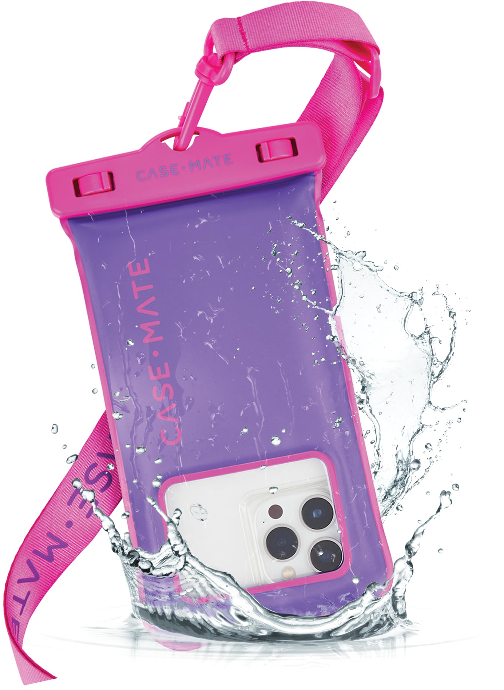 Case-Mate IP68 Waterproof Phone Pouch - Floating Waterproof Phone Case w/Crossbody Lanyard - Beach Cruise Ship Travel Essentials - Compatible with All Devices - Touchscreen Friendly - Purple Paradise