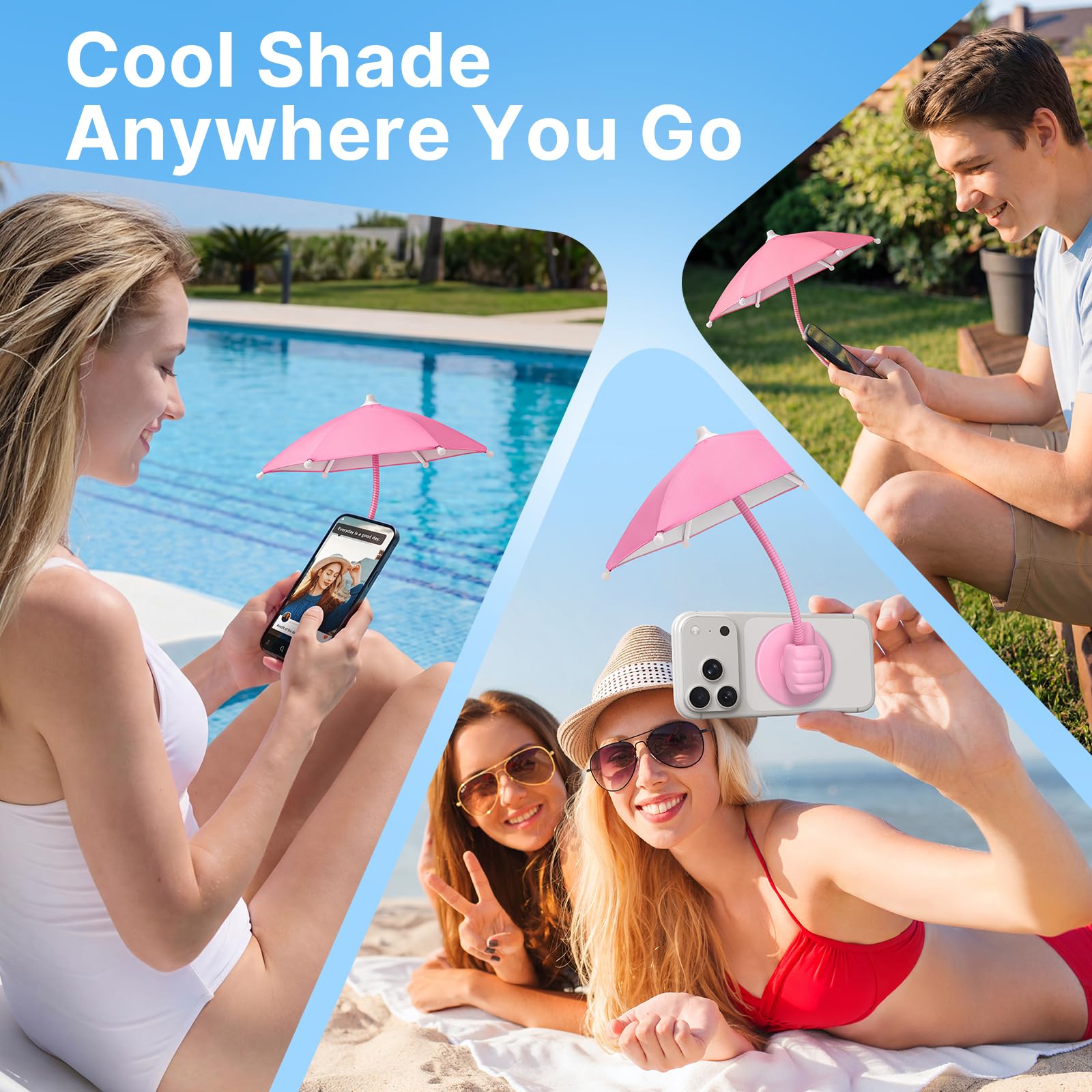 Phone Umbrella for Sun Shade Magnetic: Universal Anti-Glare Umbrella for iPhone UPF45+ Heat UV Protection Thumbs Up Women Teen Girl Gifts Trendy Stuff Pool Travel Beach Accessories Vacation Essentials