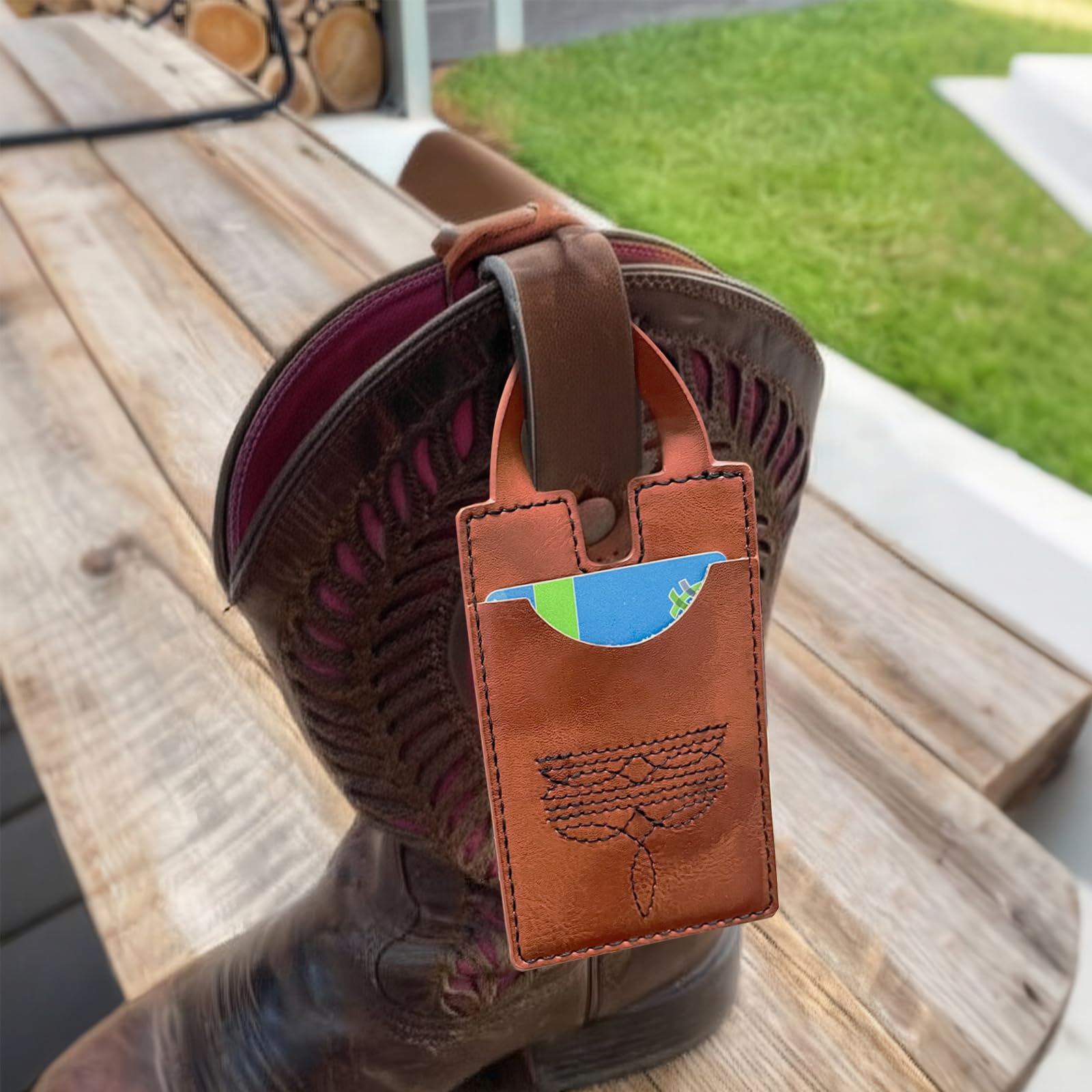 Boot Wallet for Women,Western Boot Wallet with Snap Strap,Leather Boot Wallet, Credit Card Holder(Pink)