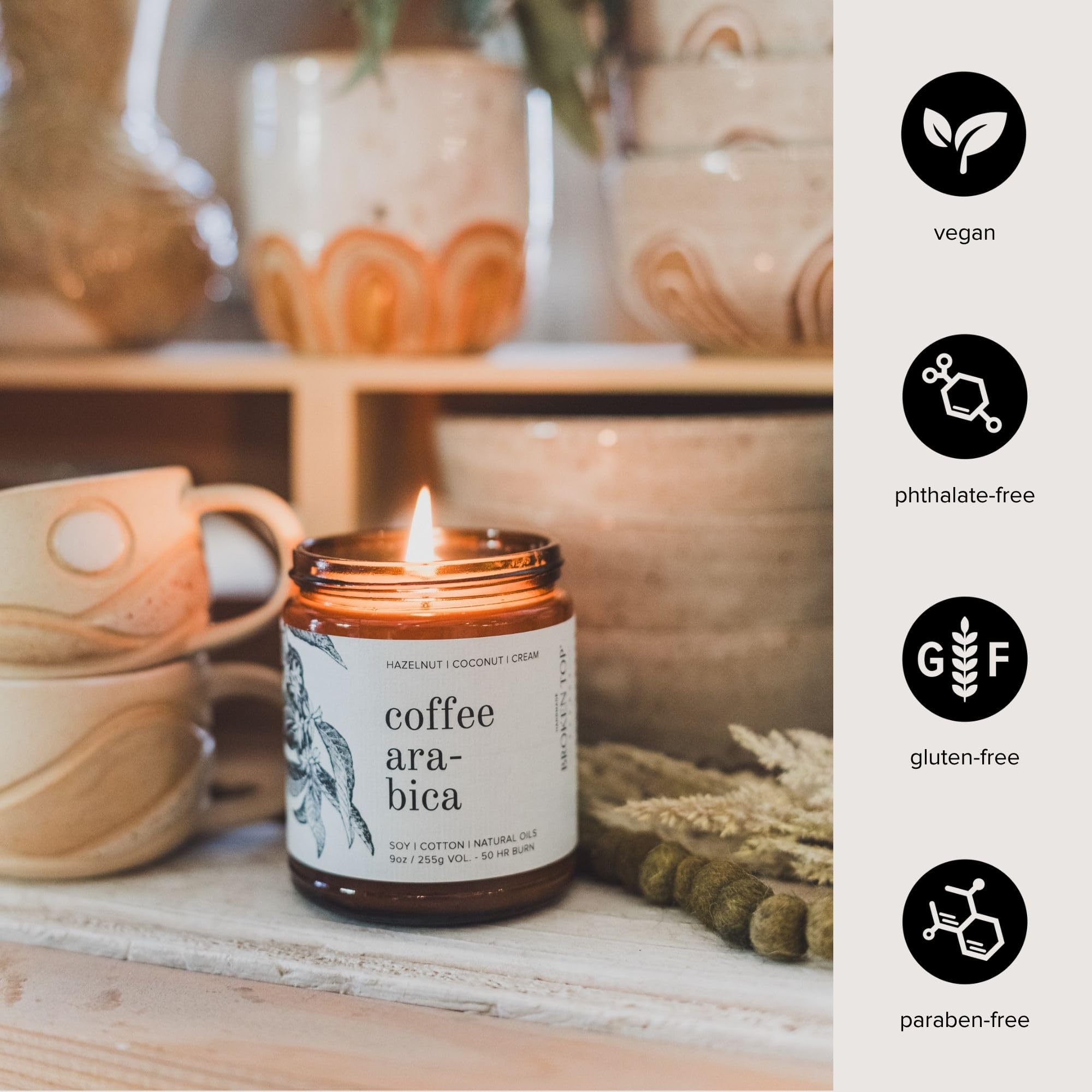Broken Top Saguaro Cactus Pure Soy Candle | 9 oz. | Agave, Aloe & Moss. 50-Hour Burn Time. Natural Cotton Wick, Vegan, No Parabens, No Phthalates