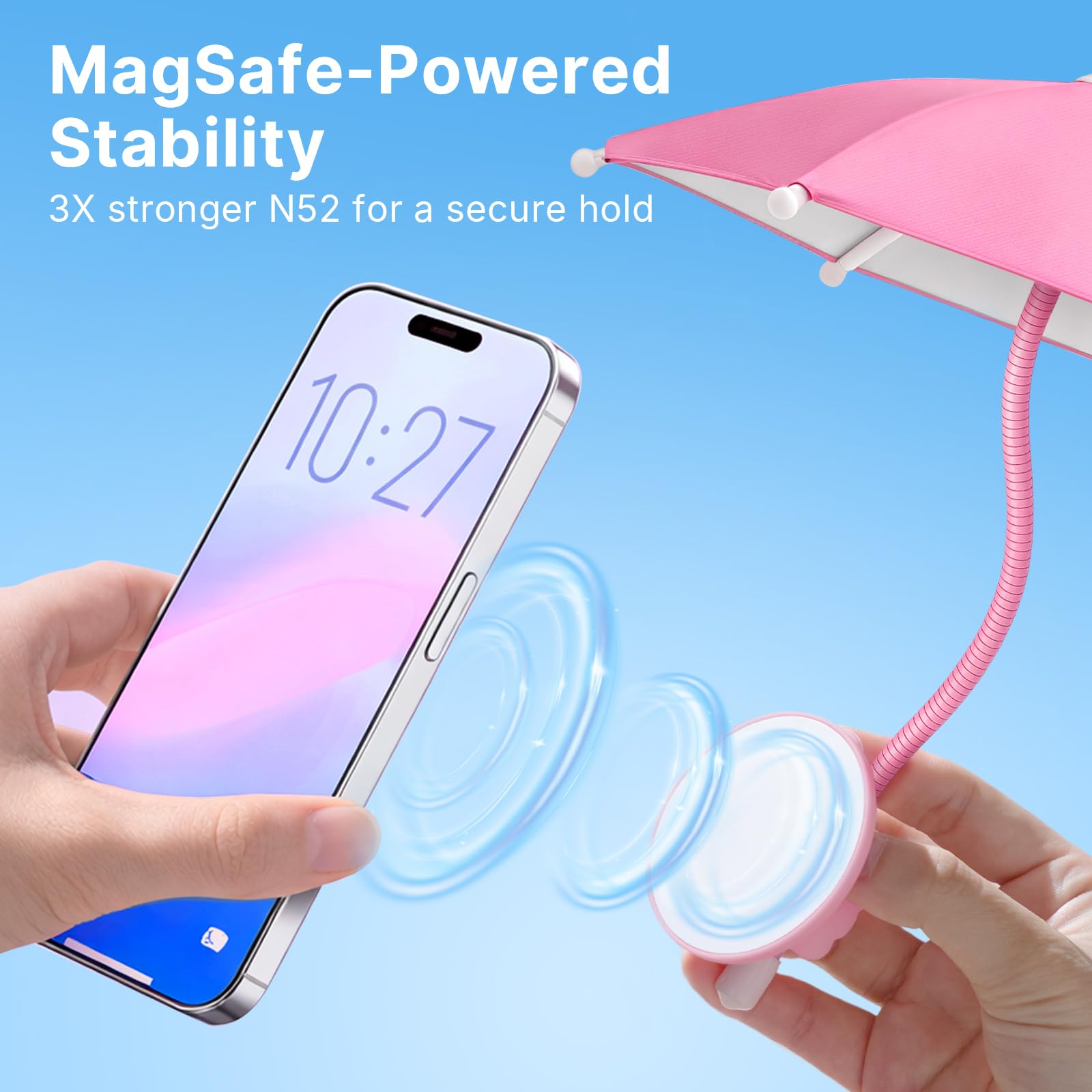 Phone Umbrella for Sun Shade Magnetic: Universal Anti-Glare Umbrella for iPhone UPF45+ Heat UV Protection Thumbs Up Women Teen Girl Gifts Trendy Stuff Pool Travel Beach Accessories Vacation Essentials