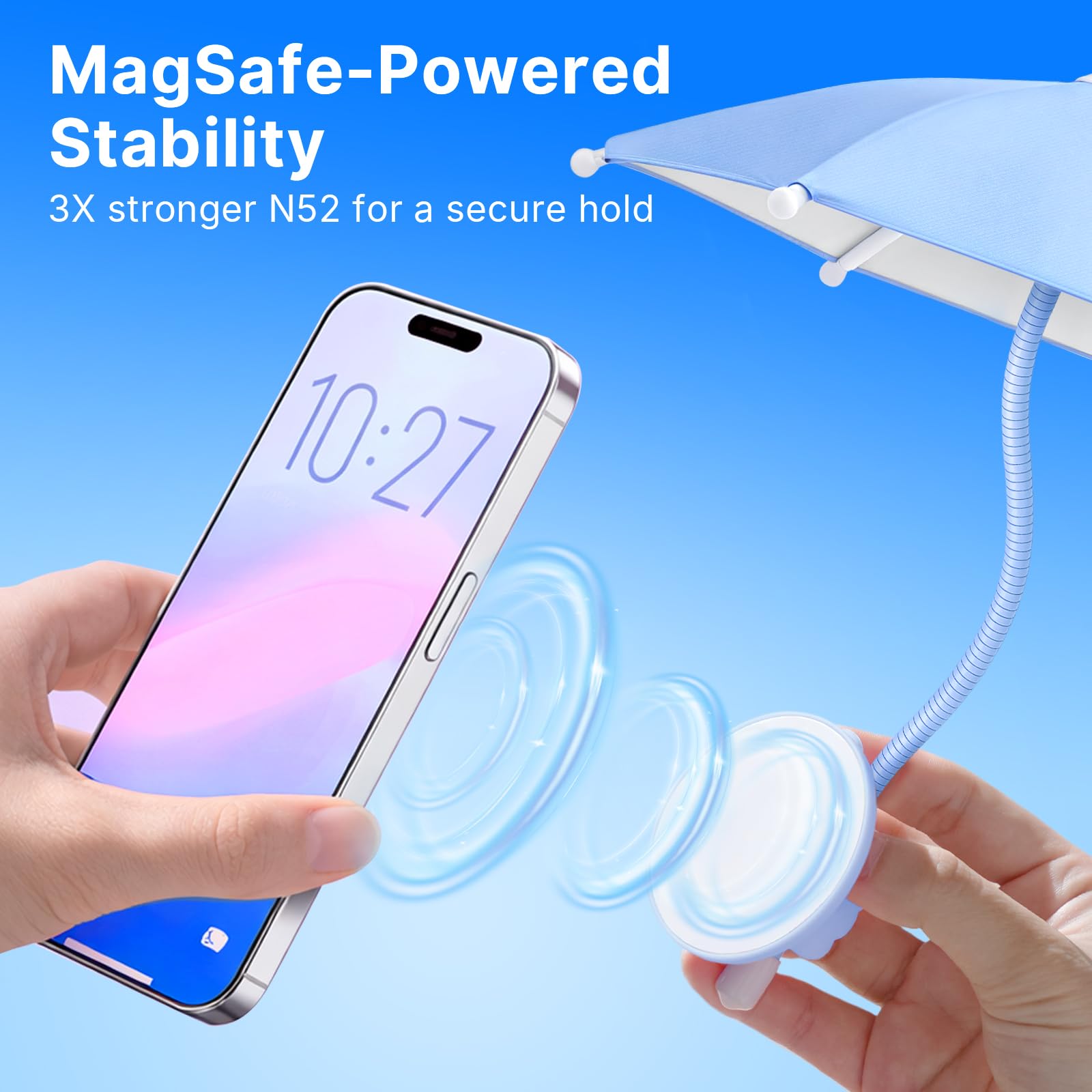 Phone Umbrella for Sun Shade Magnetic: Universal Anti-Glare Umbrella for iPhone UPF45+ Heat UV Protection Thumbs Up Women Teen Girl Gifts Trendy Stuff Pool Travel Beach Accessories Vacation Essentials