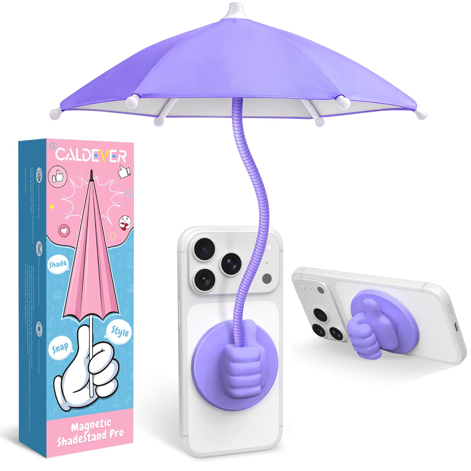 Phone Umbrella for Sun Shade Magnetic: Universal Anti-Glare Umbrella for iPhone UPF45+ Heat UV Protection Thumbs Up Women Teen Girl Gifts Trendy Stuff Pool Travel Beach Accessories Vacation Essentials