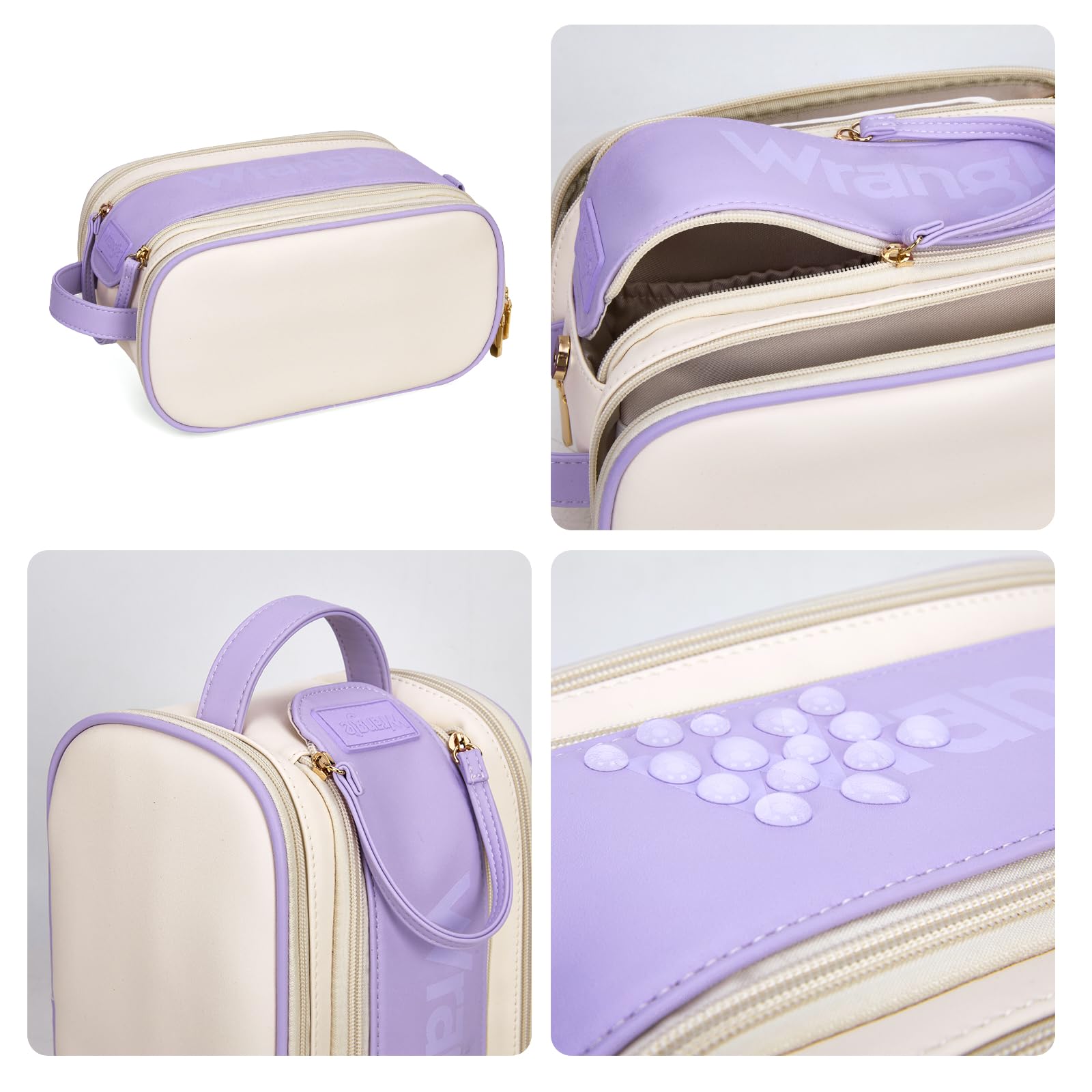 Montana West X Wrangler Large Makeup Bag Travel Toiletry Bag Portable Cosmetic Bag Make Up Organizer with Divider and Handle for Women