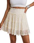 Womens Lace Mini Skirt High Waisted Flowy Skirts with Shorts Underneath Boho A Line Skort Trendy 2026