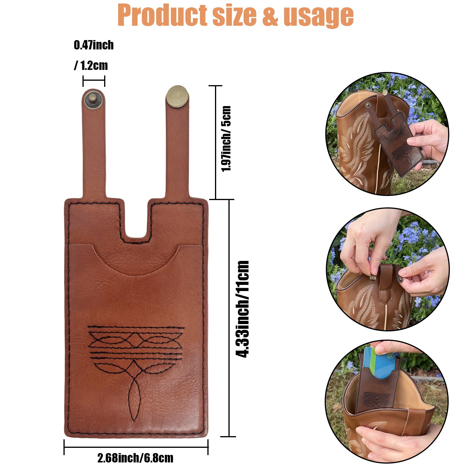 Boot Wallet for Women,Western Boot Wallet with Snap Strap,Leather Boot Wallet, Credit Card Holder(Pink)