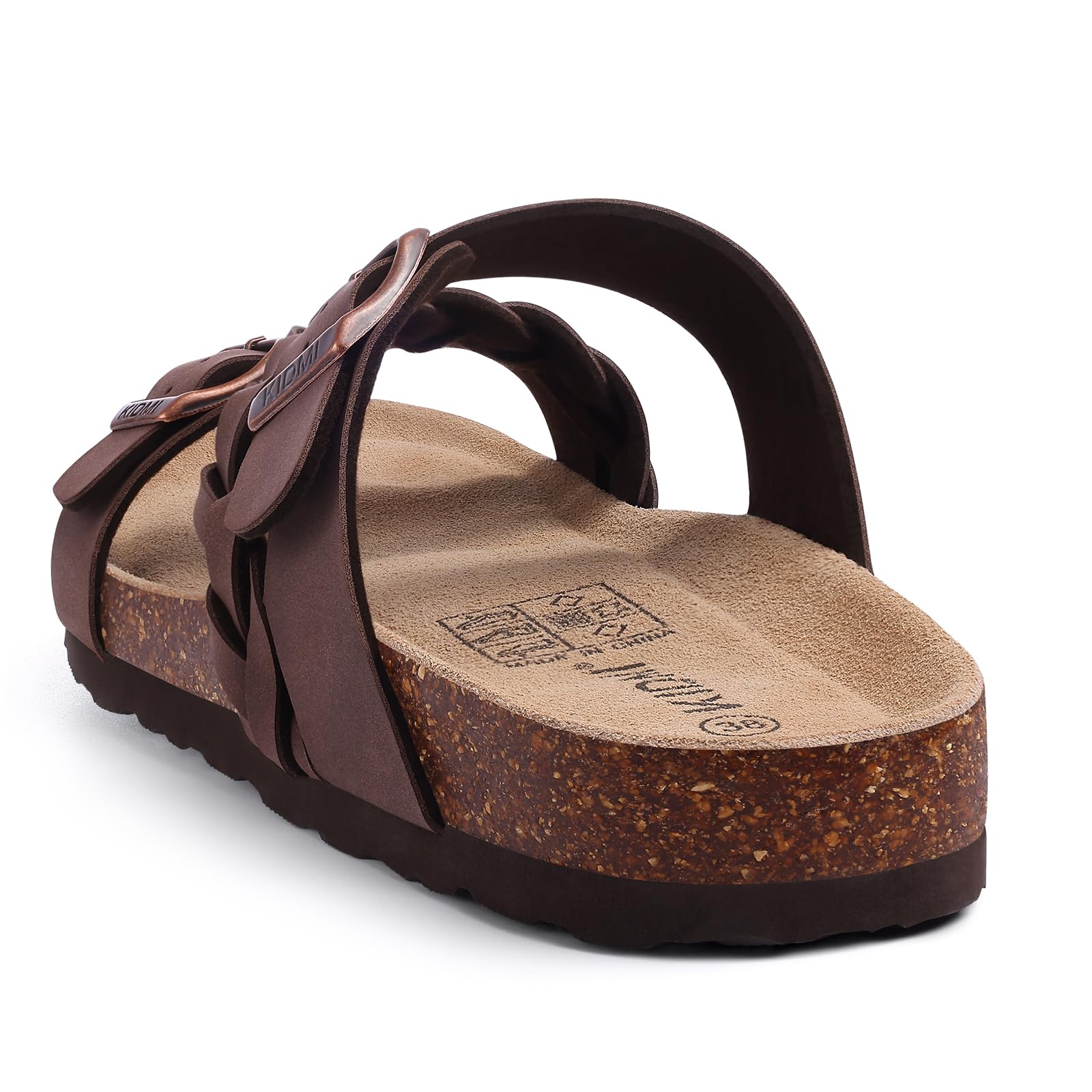 KIDMI Women's Cork Footbed Sandals with Arch Support Comfortable Slip-On Slide Sandals With Adjustable Buckle for Summer