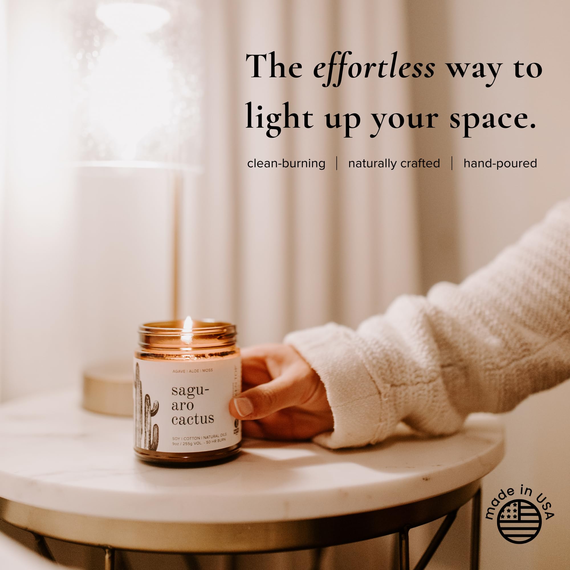 Broken Top Saguaro Cactus Pure Soy Candle | 9 oz. | Agave, Aloe & Moss. 50-Hour Burn Time. Natural Cotton Wick, Vegan, No Parabens, No Phthalates