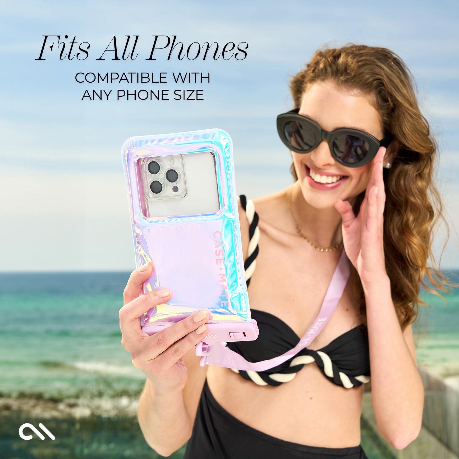 Case-Mate IP68 Waterproof Phone Pouch - Floating Waterproof Phone Case w/Crossbody Lanyard - Beach Cruise Ship Travel Essentials - Compatible with All Devices - Touchscreen Friendly - Purple Paradise