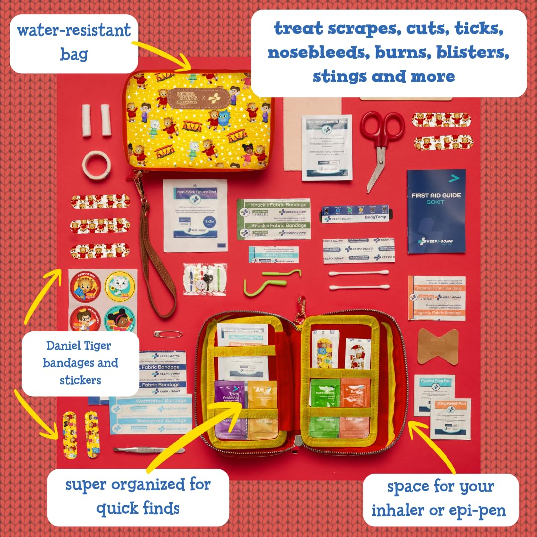 Keep Going Travel First Aid Kit for Kids – 130 Pc.for Purse, Diaper Bag, Backpack, & Suitcase, with Latex-Free Bandages – 7 x 5 x 2 in. Travel First Aid Kit TSA-Approved