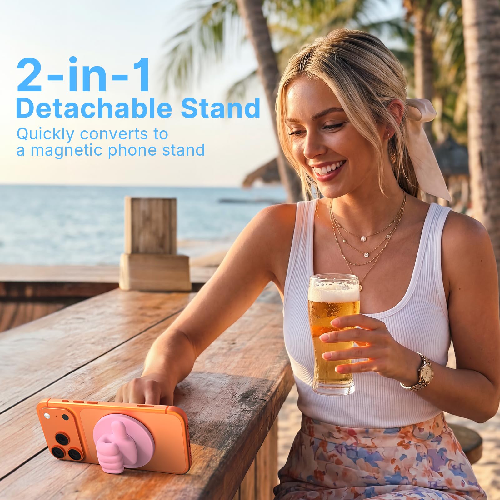 Phone Umbrella for Sun Shade Magnetic: Universal Anti-Glare Umbrella for iPhone UPF45+ Heat UV Protection Thumbs Up Women Teen Girl Gifts Trendy Stuff Pool Travel Beach Accessories Vacation Essentials