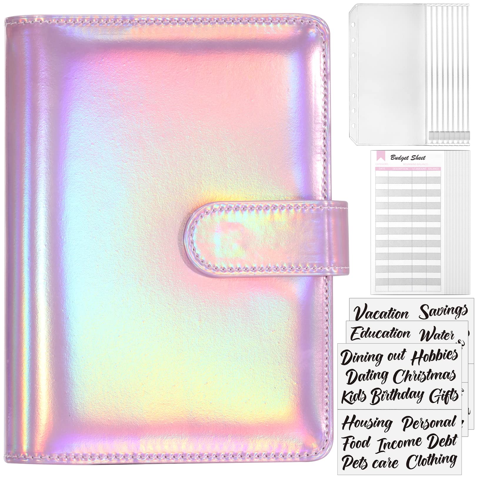 Sooez Budget Binder with Money Saving Challenge, Money Saving Binder with Cash Envelopes, Expense Sheets, Challenge Tracker & Category Labels, Envelope Savings Challenges Book for Home Office School