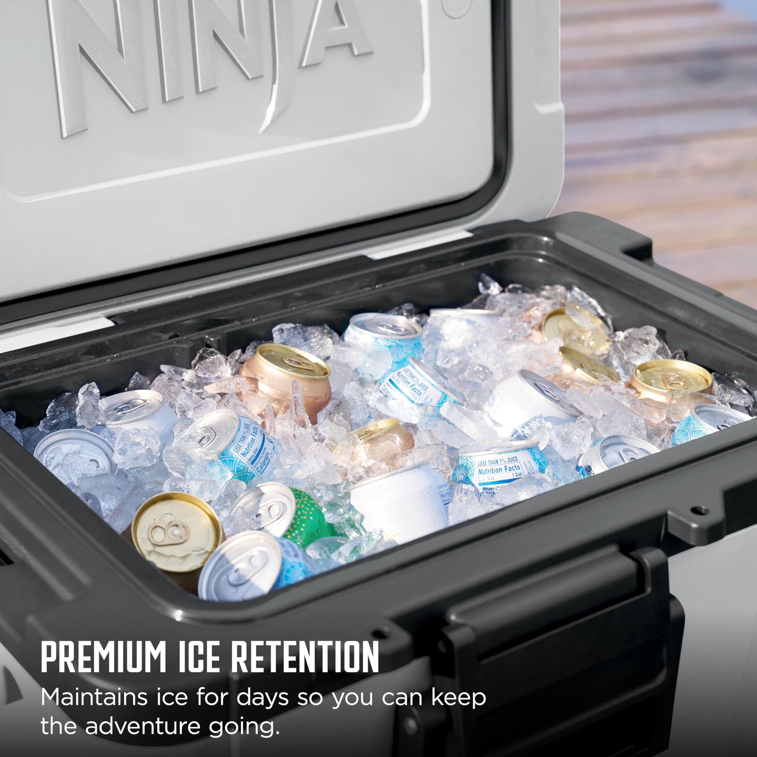 Ninja | Cooler | FrostVault 45QT Cooler with Wheels | Insulated with Temp Dry Storage Drawer | Keeps Ice Cold for Days | for the Beach, Camping, Picnics & More | Cloud White | FB245WH