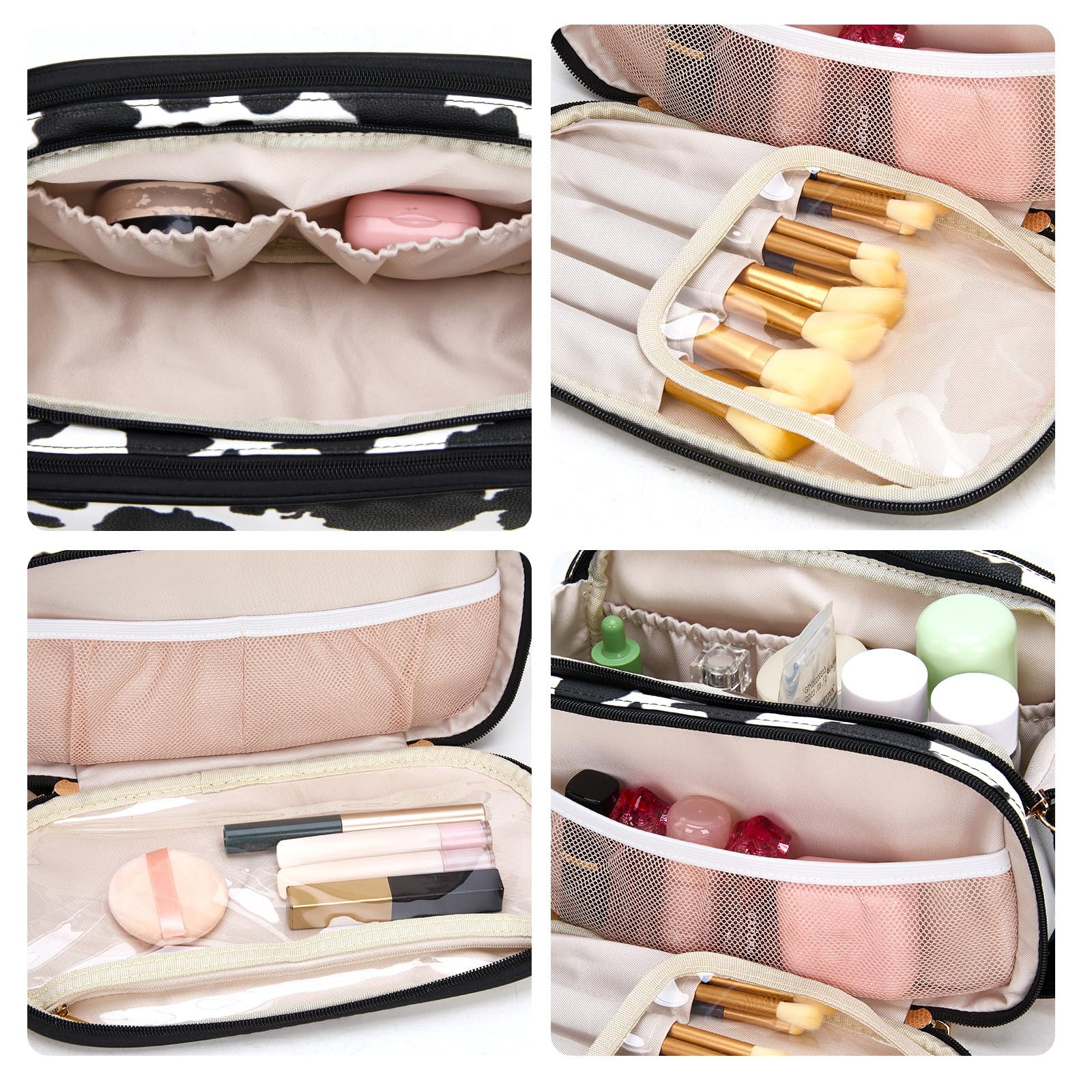 Montana West X Wrangler Large Makeup Bag Travel Toiletry Bag Portable Cosmetic Bag Make Up Organizer with Divider and Handle for Women