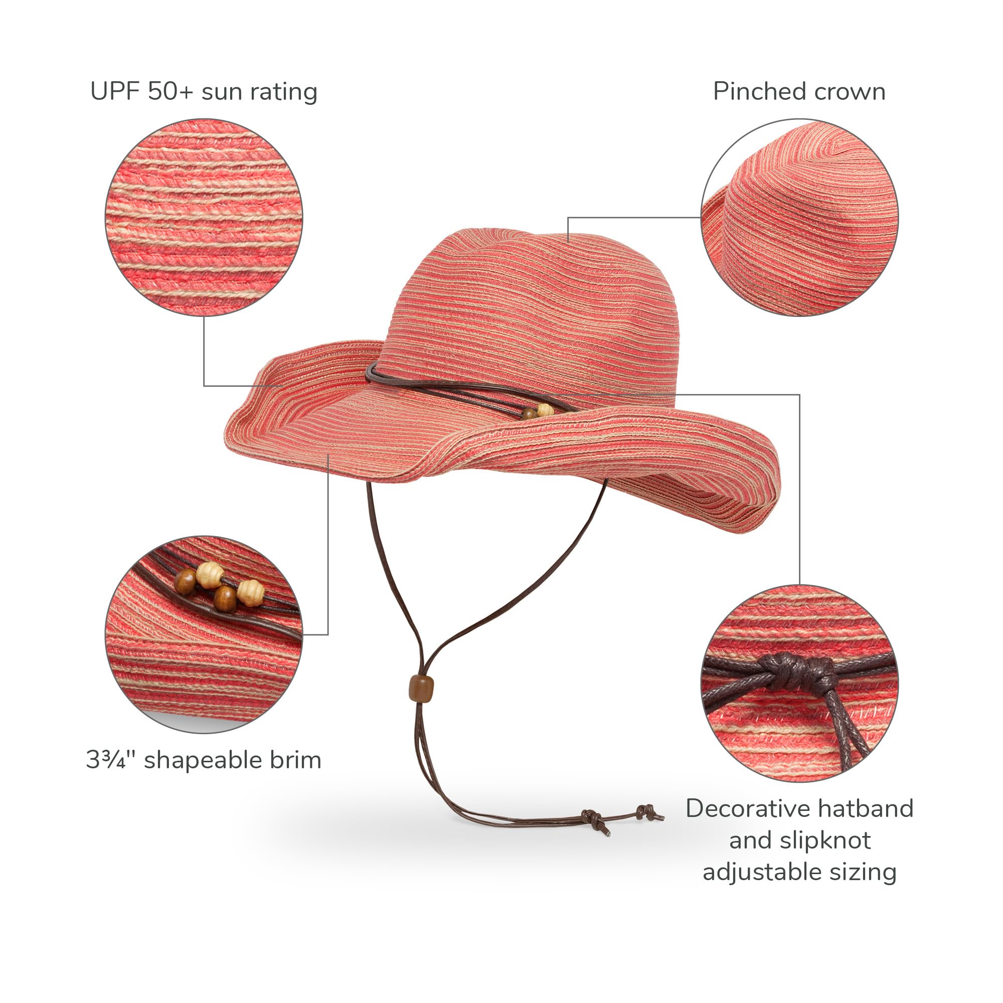 Sunday Afternoons Sunset Hat - Women’s UPF 50+ Shapeable Brim 100% Polyester Cowgirl Sun Hat