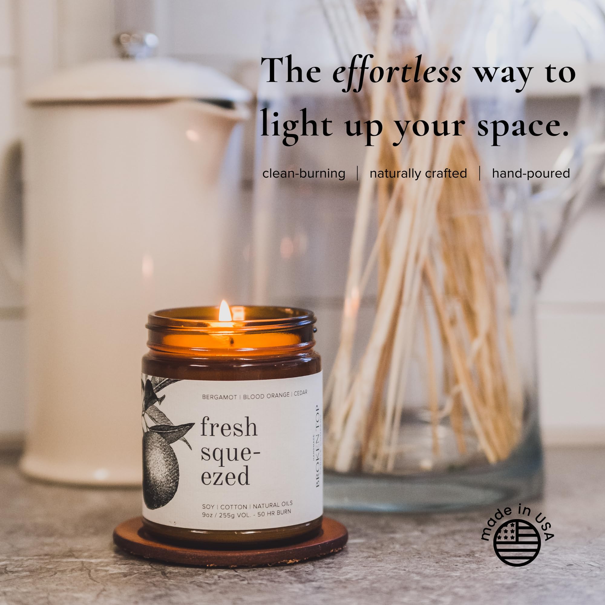 Broken Top Saguaro Cactus Pure Soy Candle | 9 oz. | Agave, Aloe & Moss. 50-Hour Burn Time. Natural Cotton Wick, Vegan, No Parabens, No Phthalates