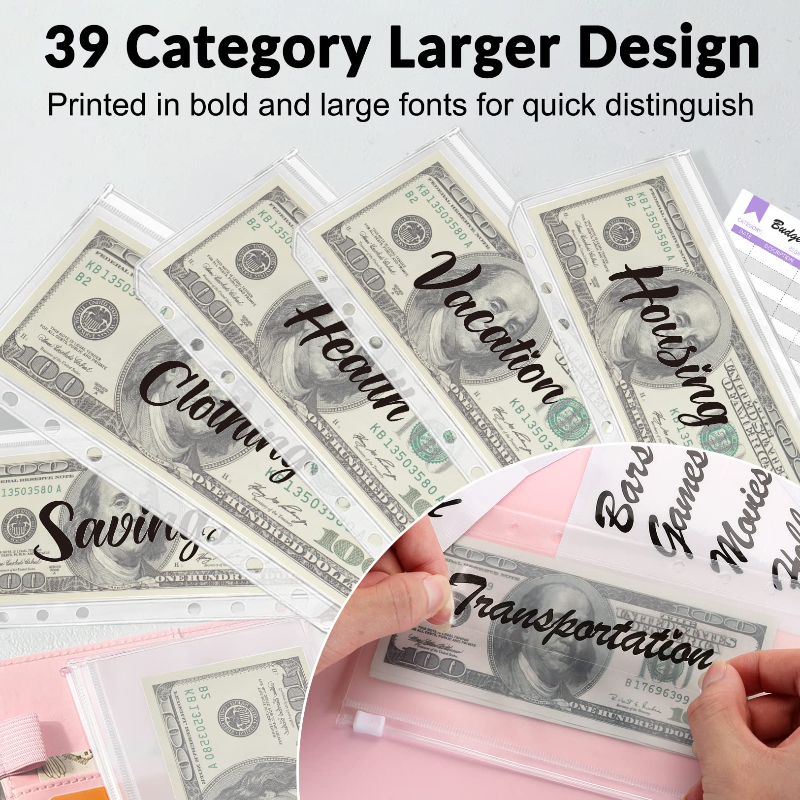Sooez Budget Binder with Money Saving Challenge, Money Saving Binder with Cash Envelopes, Expense Sheets, Challenge Tracker & Category Labels, Envelope Savings Challenges Book for Home Office School