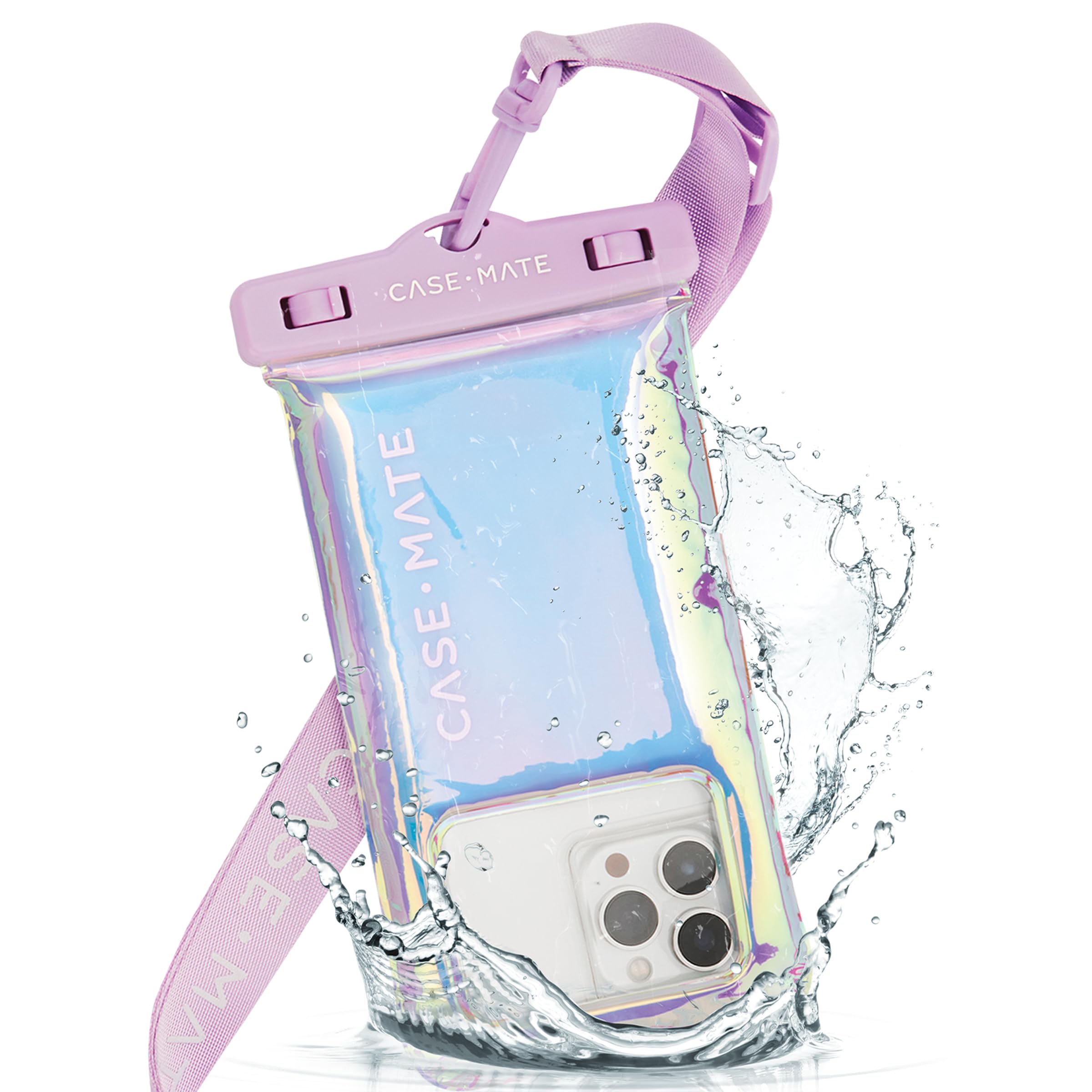 Case-Mate IP68 Waterproof Phone Pouch - Floating Waterproof Phone Case w/Crossbody Lanyard - Beach Cruise Ship Travel Essentials - Compatible with All Devices - Touchscreen Friendly - Purple Paradise