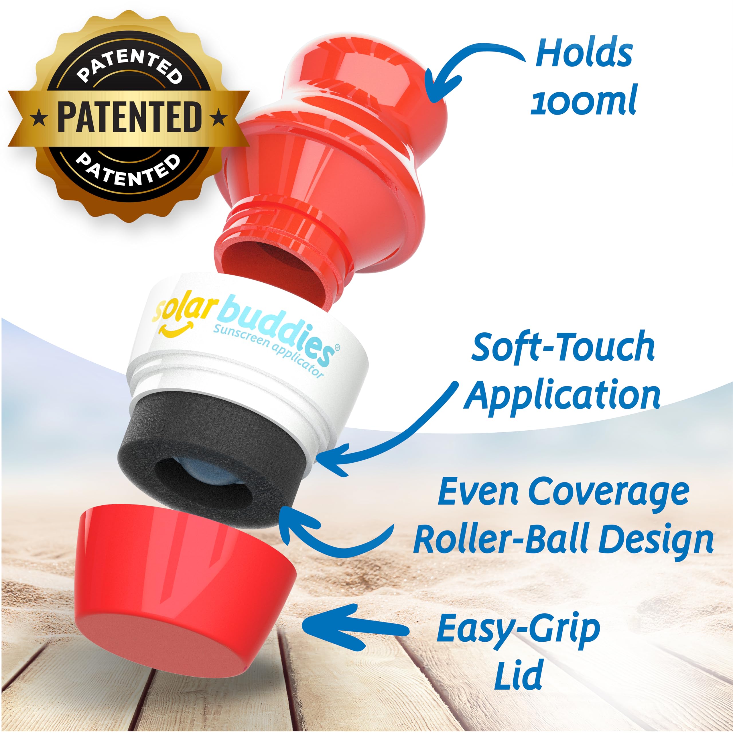 Solar Buddies Sunscreen Applicator – Full Blue & Pink Duo – BPA-Free Refillable Roll-on Sponge for Sunscreens & Lotions – For Kids, Adults & Families – 3.4Fl Oz – Perfect for Travel