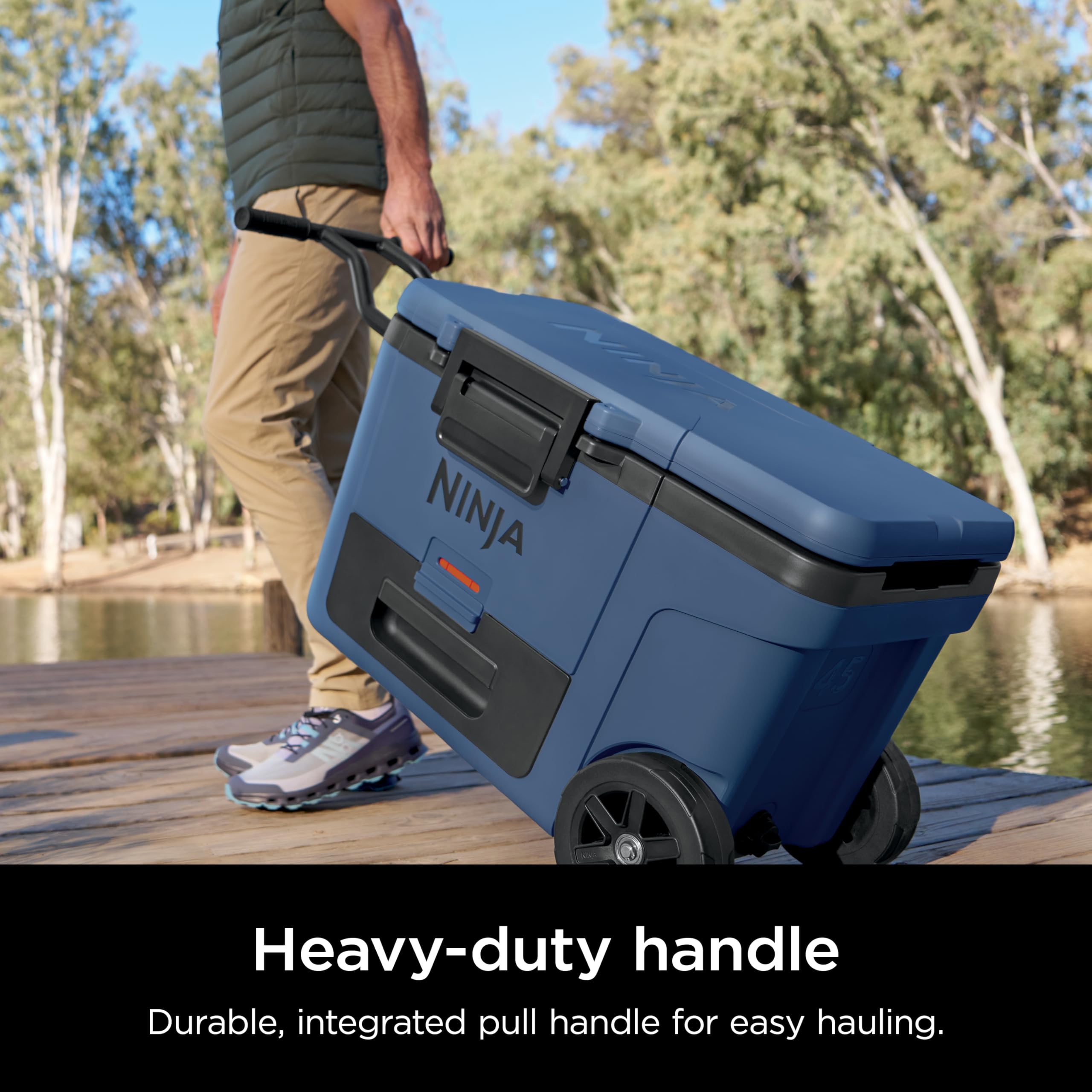Ninja | Cooler | FrostVault 45QT Cooler with Wheels | Insulated with Temp Dry Storage Drawer | Keeps Ice Cold for Days | for the Beach, Camping, Picnics & More | Cloud White | FB245WH
