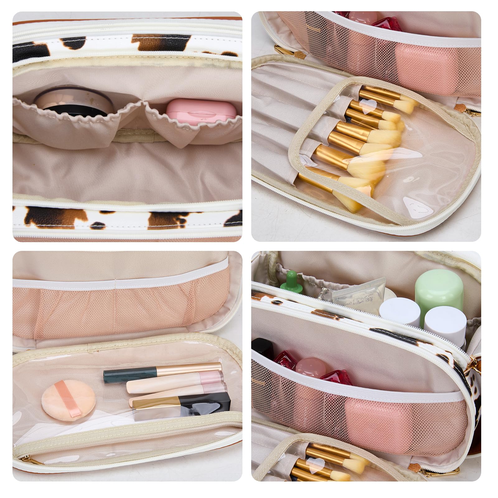 Montana West X Wrangler Large Makeup Bag Travel Toiletry Bag Portable Cosmetic Bag Make Up Organizer with Divider and Handle for Women