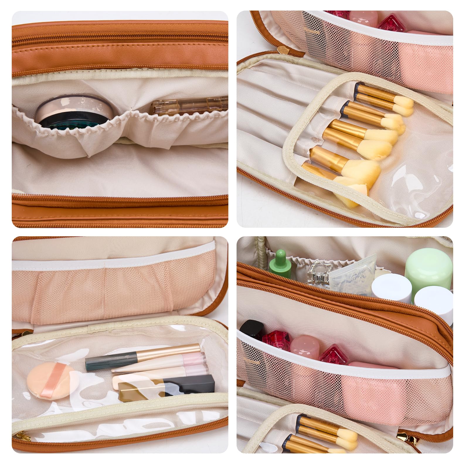 Montana West X Wrangler Large Makeup Bag Travel Toiletry Bag Portable Cosmetic Bag Make Up Organizer with Divider and Handle for Women