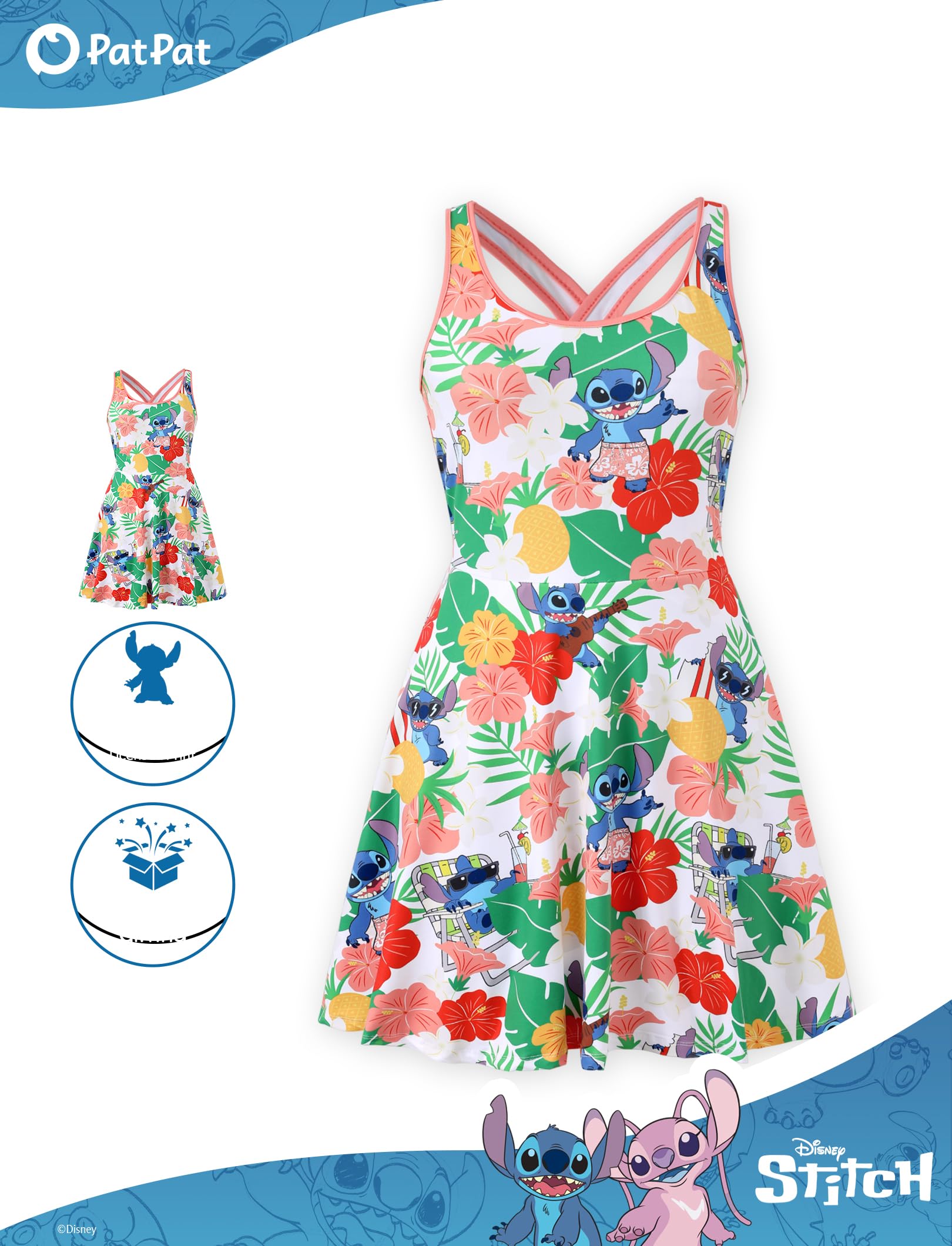 Disney Mickey and Friends Family Matching Outfits Sleeveless Dress and Short Sleeve Shirts for Mommy and Me