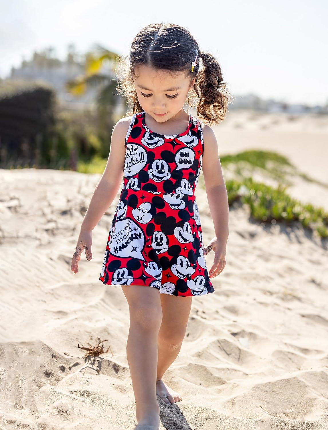 Disney Mickey and Friends Family Matching Outfits Sleeveless Dress and Short Sleeve Shirts for Mommy and Me
