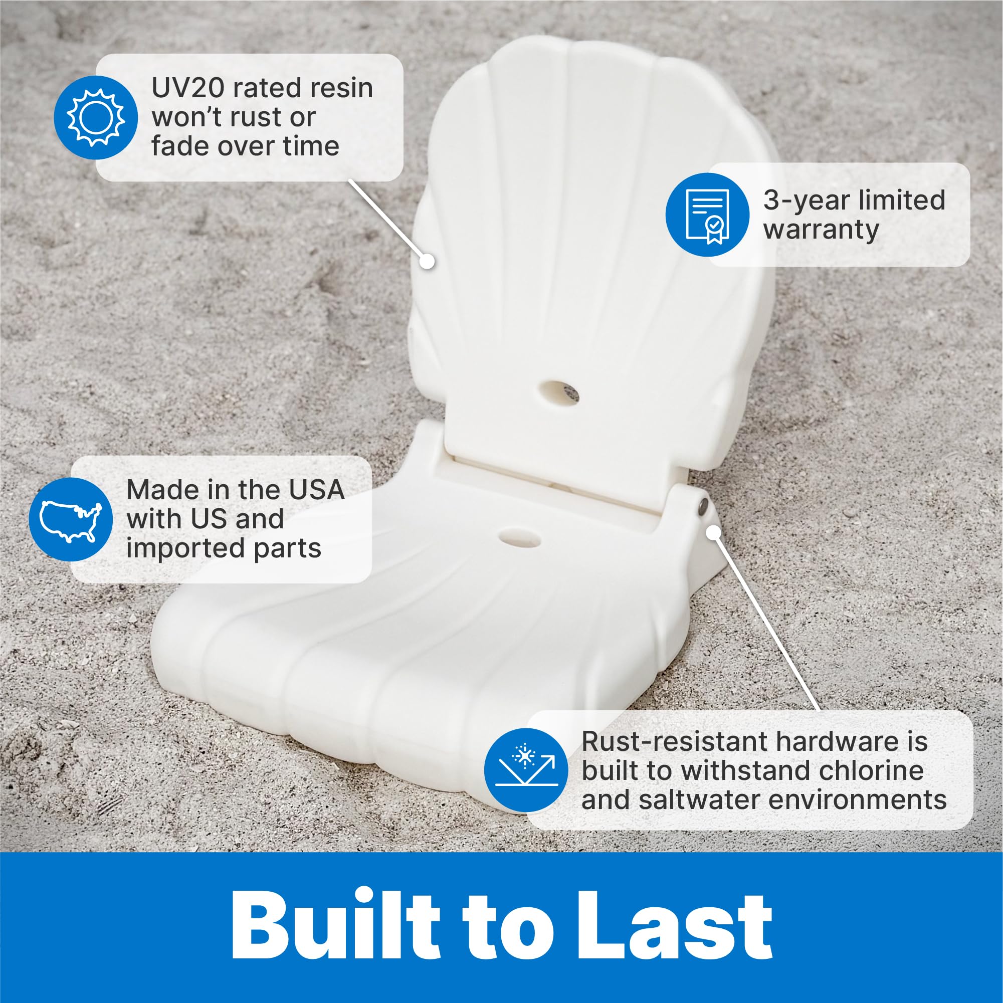 Step2 Kids Shell Flip Seat 2 Pack, Portable Outdoor Chair for Poolside, Camping, Beach, Stadium, Providing Back Support, Made of UV20 Durable Plastic, Mint