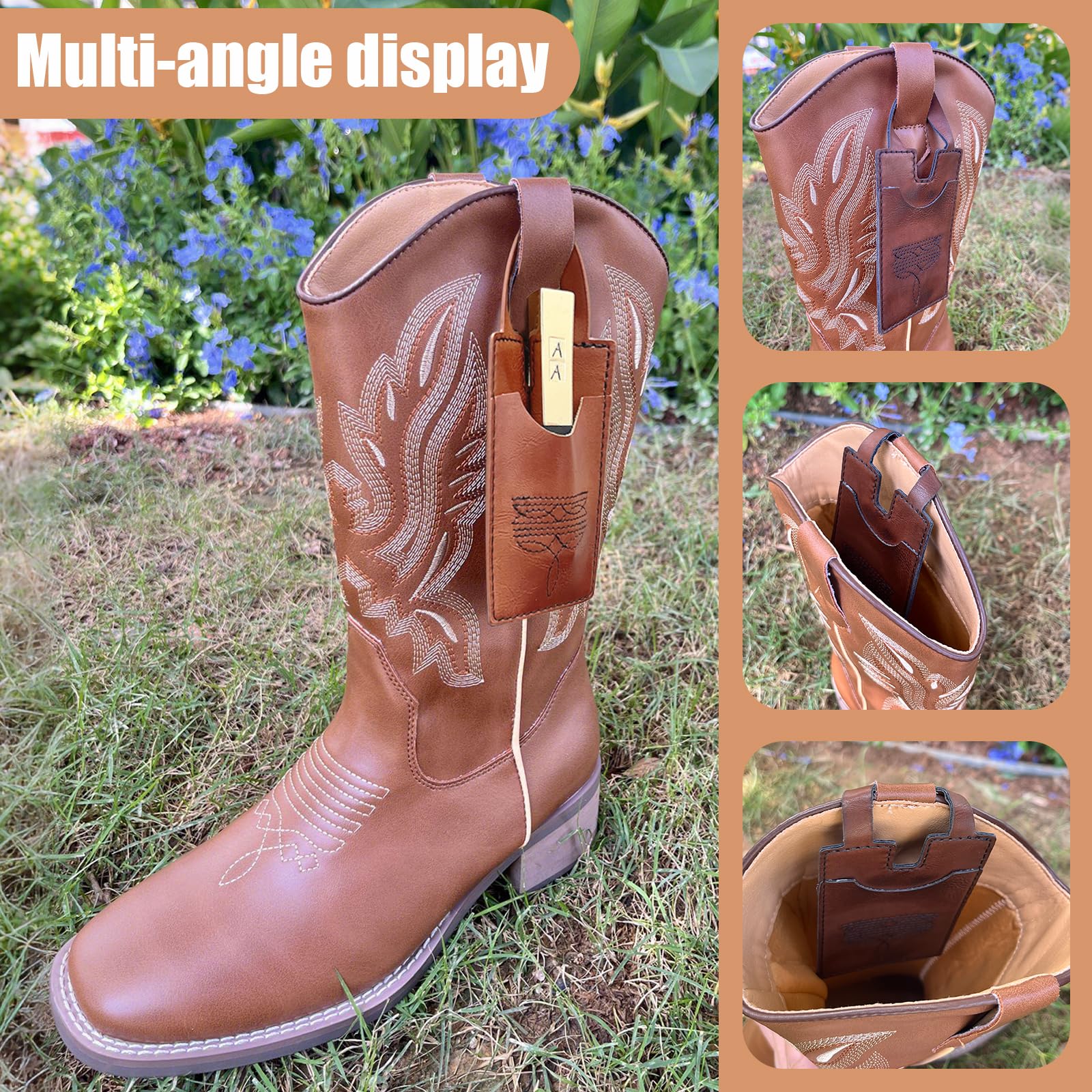 Boot Wallet for Women,Western Boot Wallet with Snap Strap,Leather Boot Wallet, Credit Card Holder(Pink)