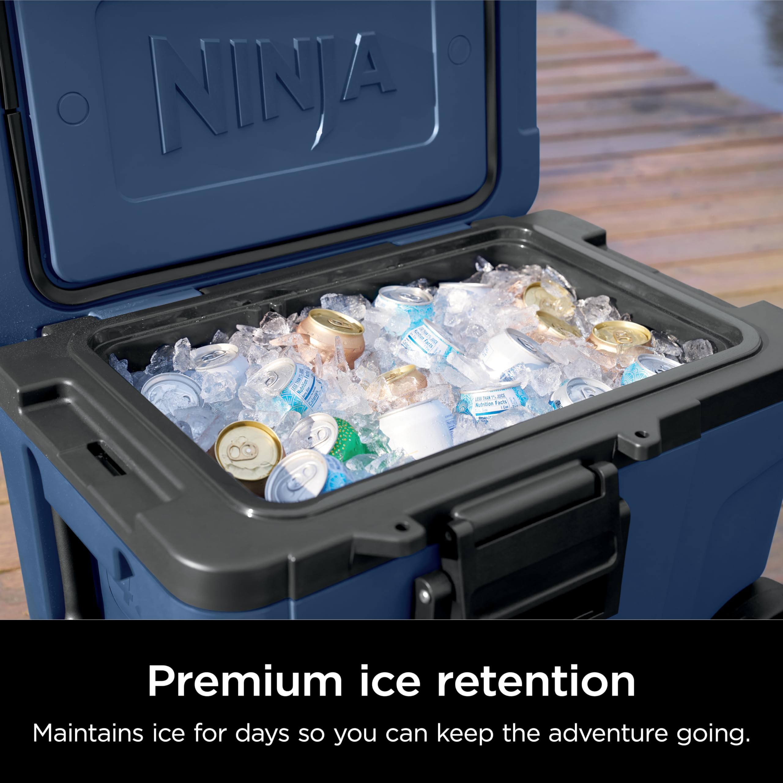 Ninja | Cooler | FrostVault 45QT Cooler with Wheels | Insulated with Temp Dry Storage Drawer | Keeps Ice Cold for Days | for the Beach, Camping, Picnics & More | Cloud White | FB245WH
