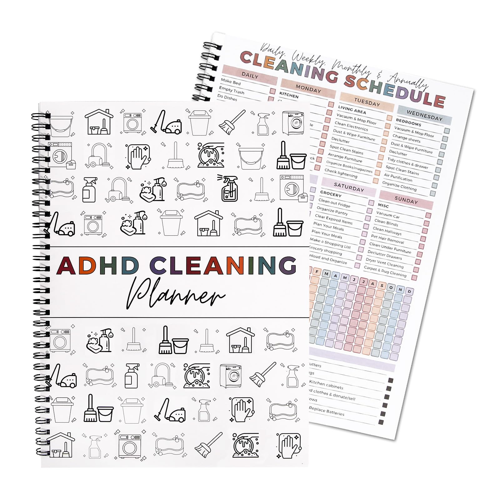 Adhd Cleaning Planner for Adults and Teens Adhd Cleaning and Organizing Planner Cleaning Schedule and Checklist Notebook List Daily Weekly Monthly for Home Chore Chart Adhd Daily Planner