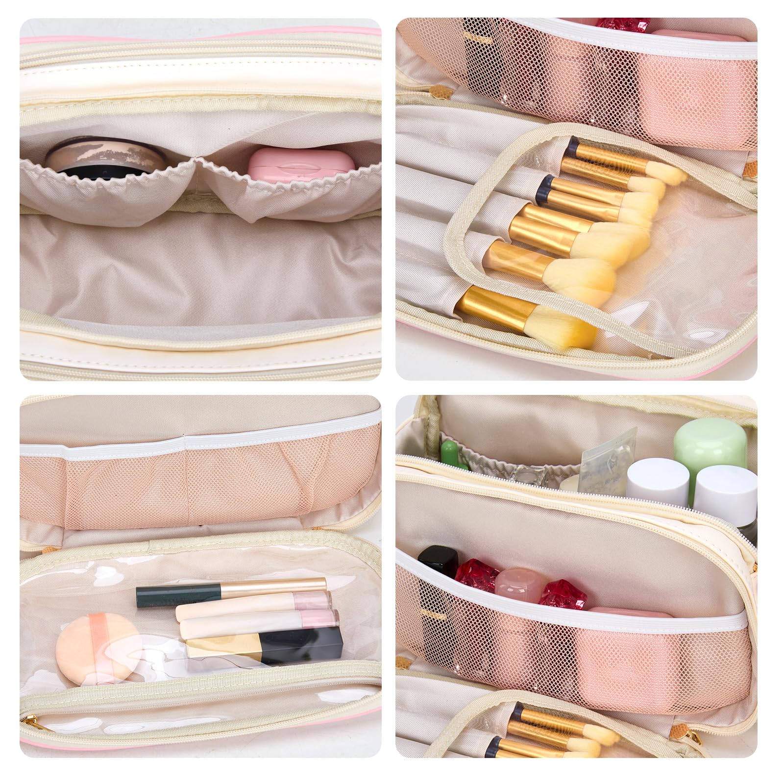 Montana West X Wrangler Large Makeup Bag Travel Toiletry Bag Portable Cosmetic Bag Make Up Organizer with Divider and Handle for Women