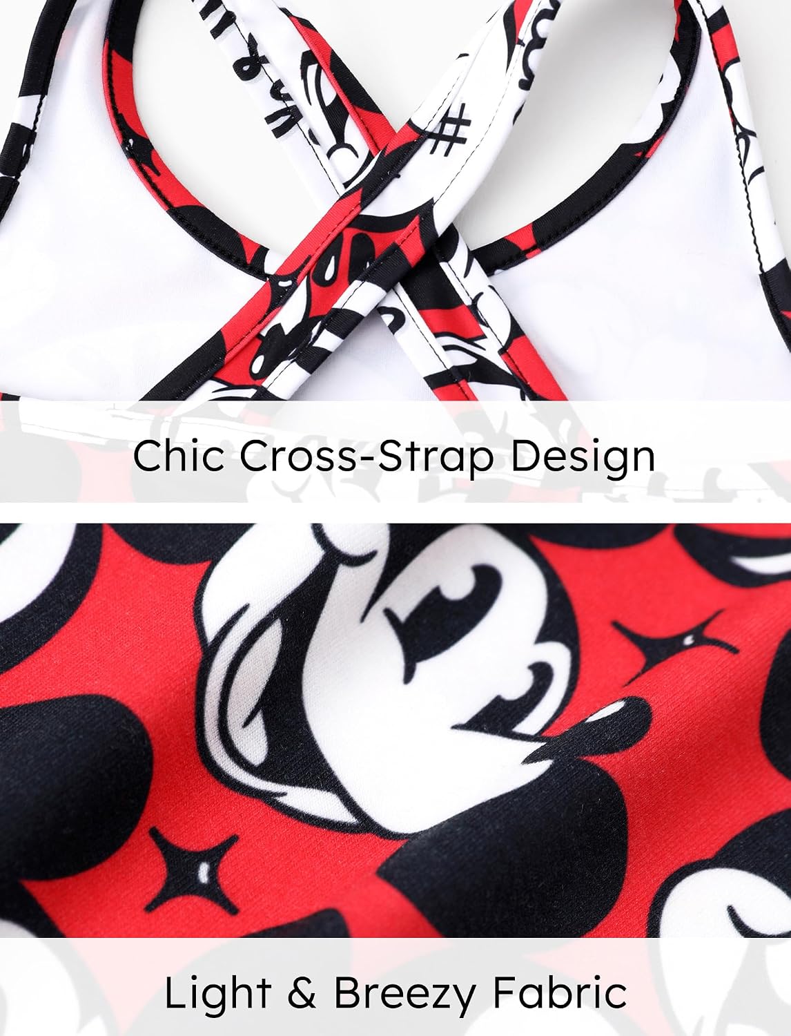 Disney Mickey and Friends Family Matching Outfits Sleeveless Dress and Short Sleeve Shirts for Mommy and Me