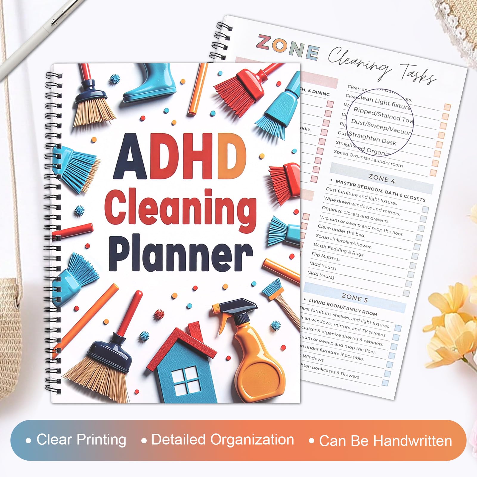 Adhd Cleaning Planner for Adults and Teens Adhd Cleaning and Organizing Planner Cleaning Schedule and Checklist Notebook List Daily Weekly Monthly for Home Chore Chart Adhd Daily Planner
