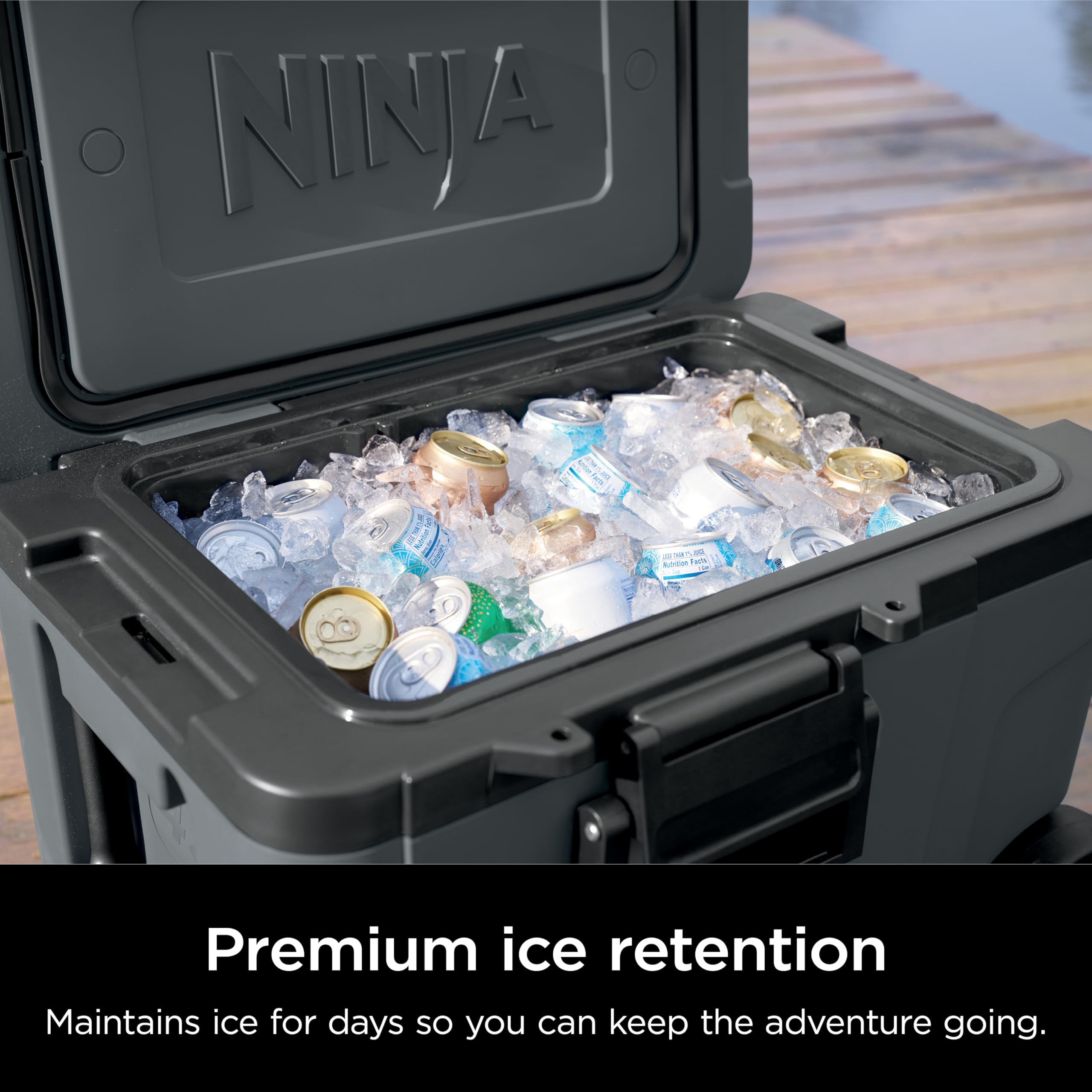 Ninja | Cooler | FrostVault 45QT Cooler with Wheels | Insulated with Temp Dry Storage Drawer | Keeps Ice Cold for Days | for the Beach, Camping, Picnics & More | Cloud White | FB245WH