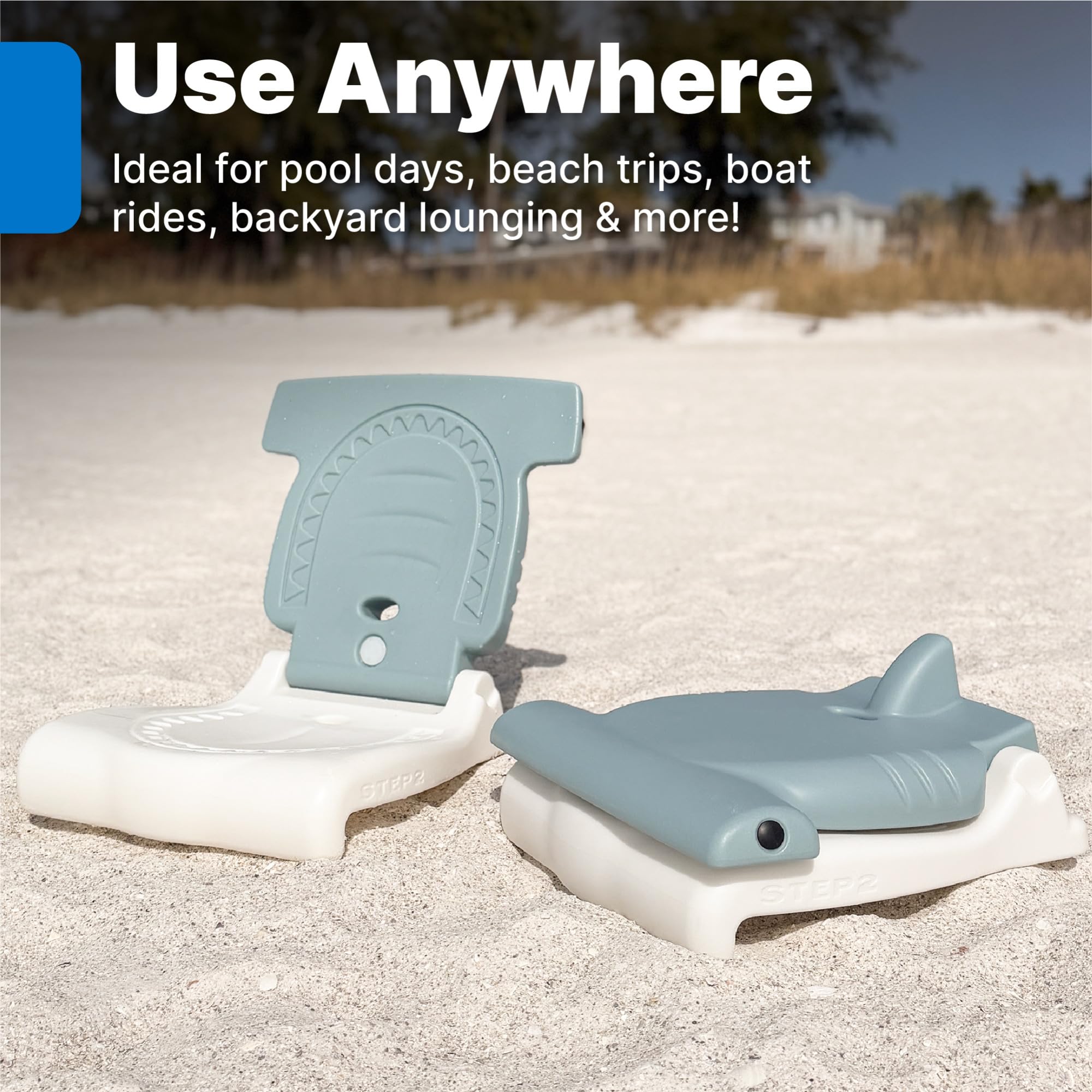 Step2 Kids Shell Flip Seat 2 Pack, Portable Outdoor Chair for Poolside, Camping, Beach, Stadium, Providing Back Support, Made of UV20 Durable Plastic, Mint