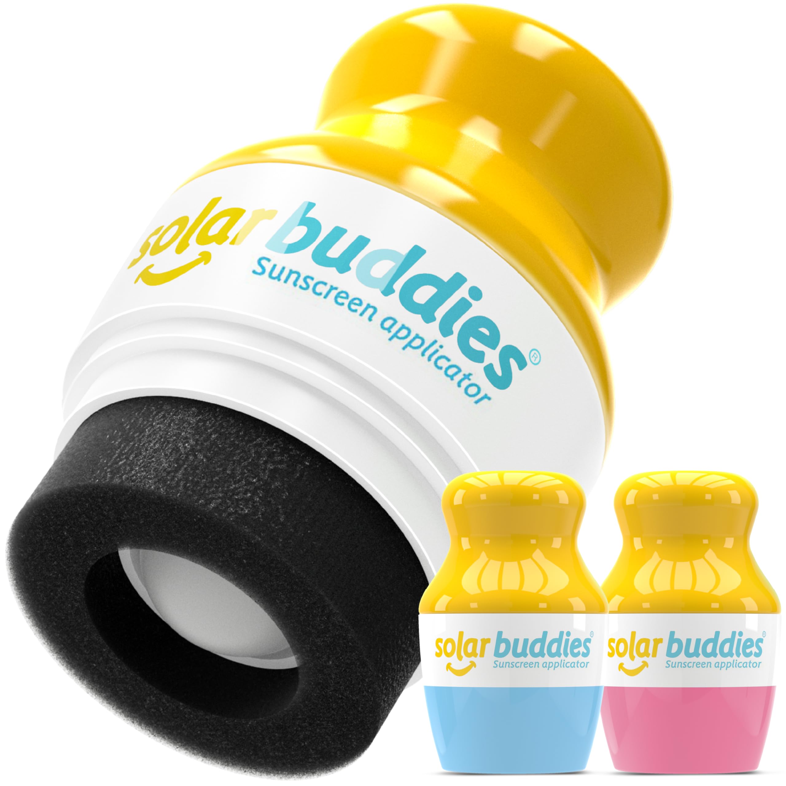 Solar Buddies Sunscreen Applicator – Full Blue & Pink Duo – BPA-Free Refillable Roll-on Sponge for Sunscreens & Lotions – For Kids, Adults & Families – 3.4Fl Oz – Perfect for Travel