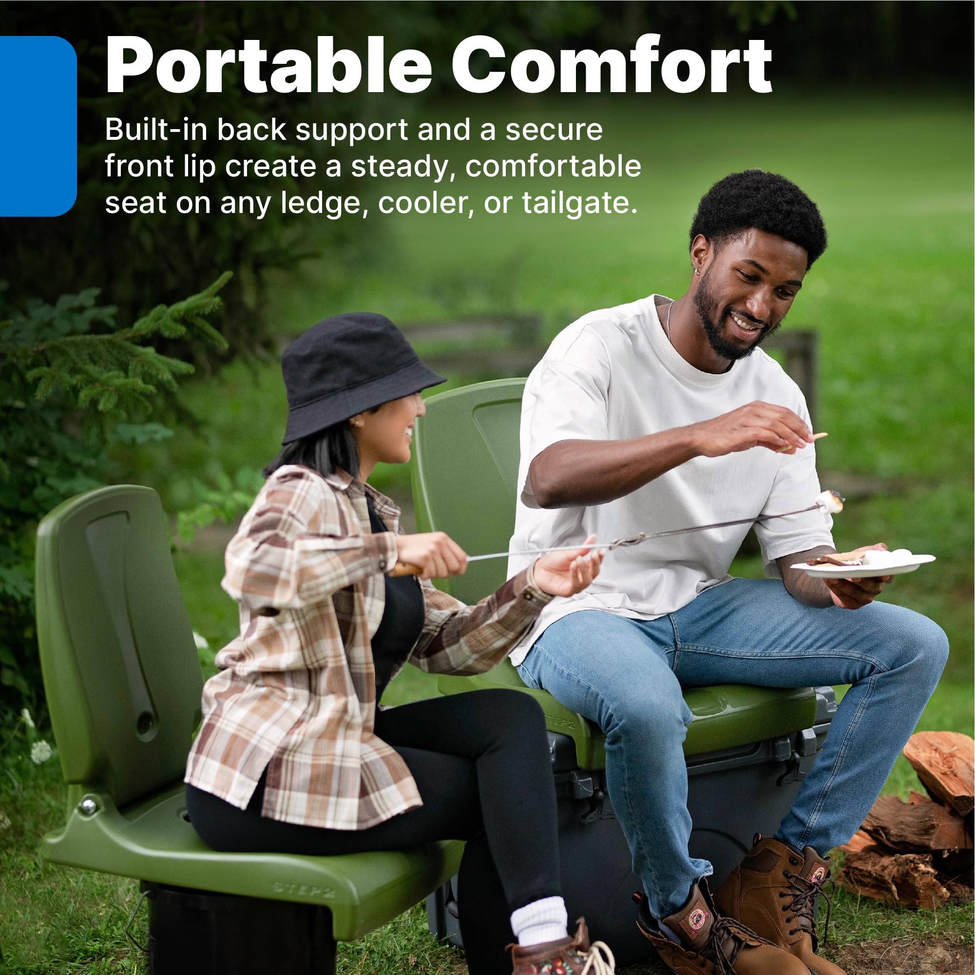 Step2 Kids Shell Flip Seat 2 Pack, Portable Outdoor Chair for Poolside, Camping, Beach, Stadium, Providing Back Support, Made of UV20 Durable Plastic, Mint