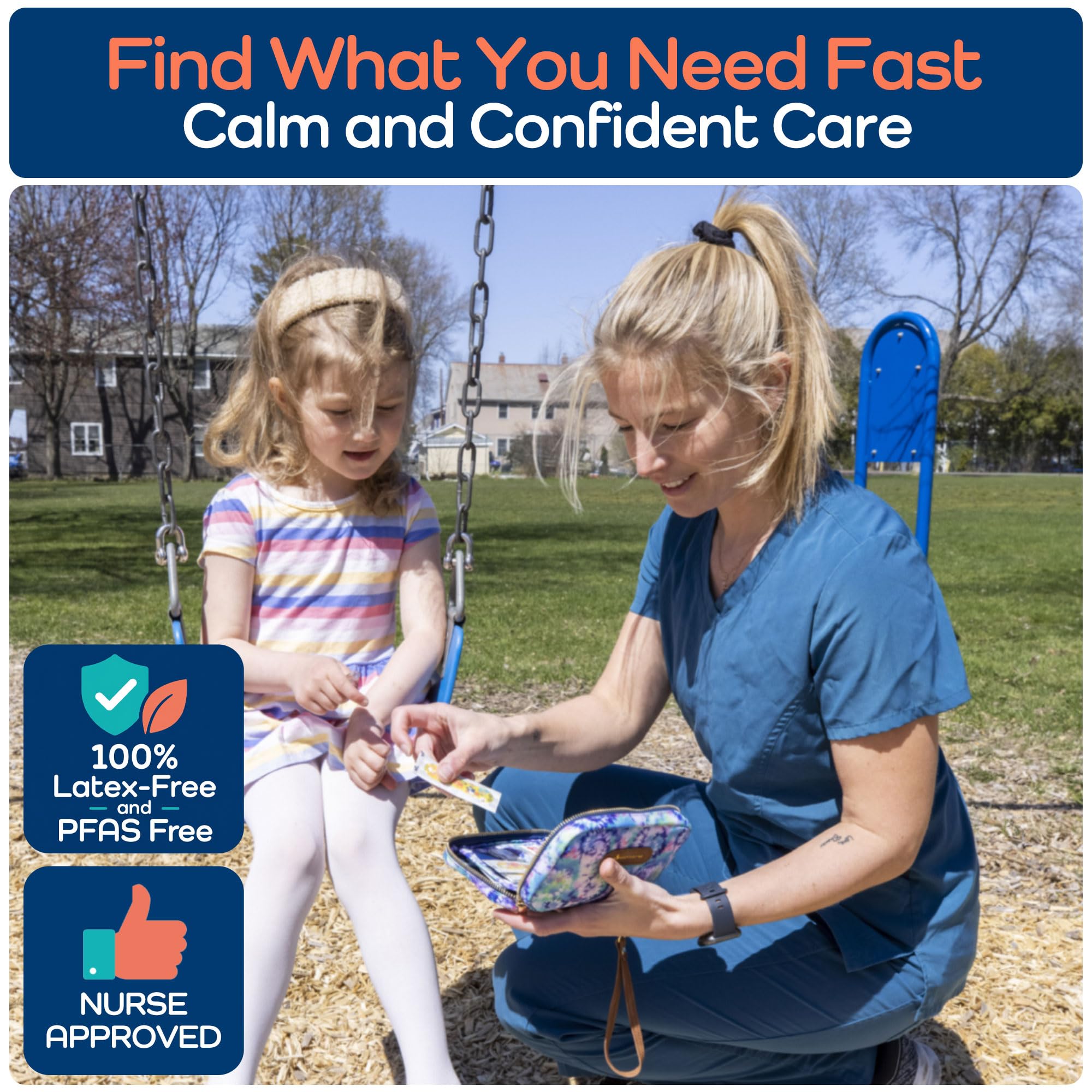 Keep Going Travel First Aid Kit for Kids – 130 Pc.for Purse, Diaper Bag, Backpack, & Suitcase, with Latex-Free Bandages – 7 x 5 x 2 in. Travel First Aid Kit TSA-Approved