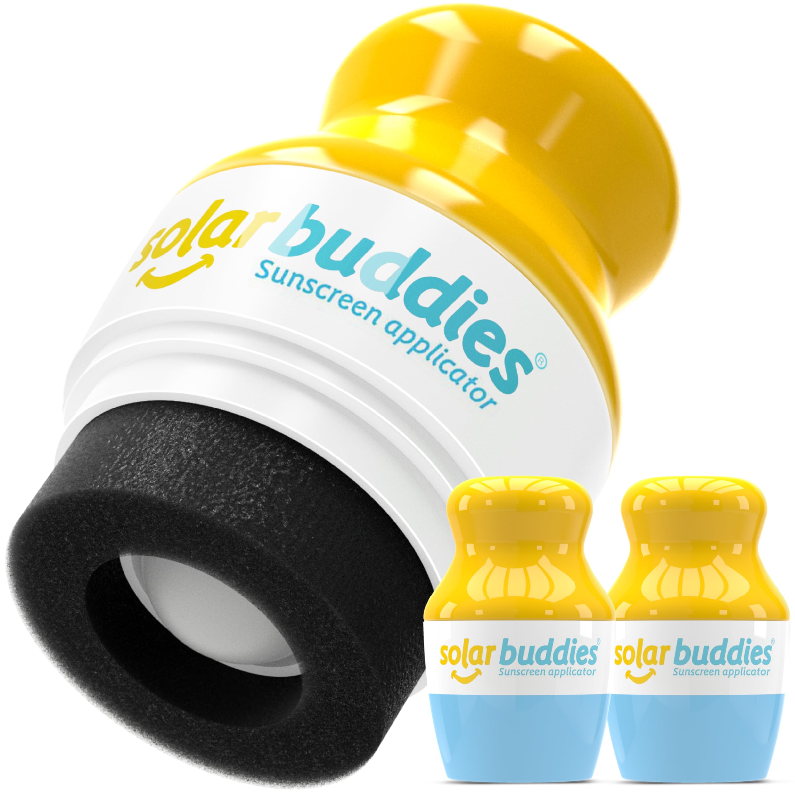 Solar Buddies Sunscreen Applicator – Full Blue & Pink Duo – BPA-Free Refillable Roll-on Sponge for Sunscreens & Lotions – For Kids, Adults & Families – 3.4Fl Oz – Perfect for Travel