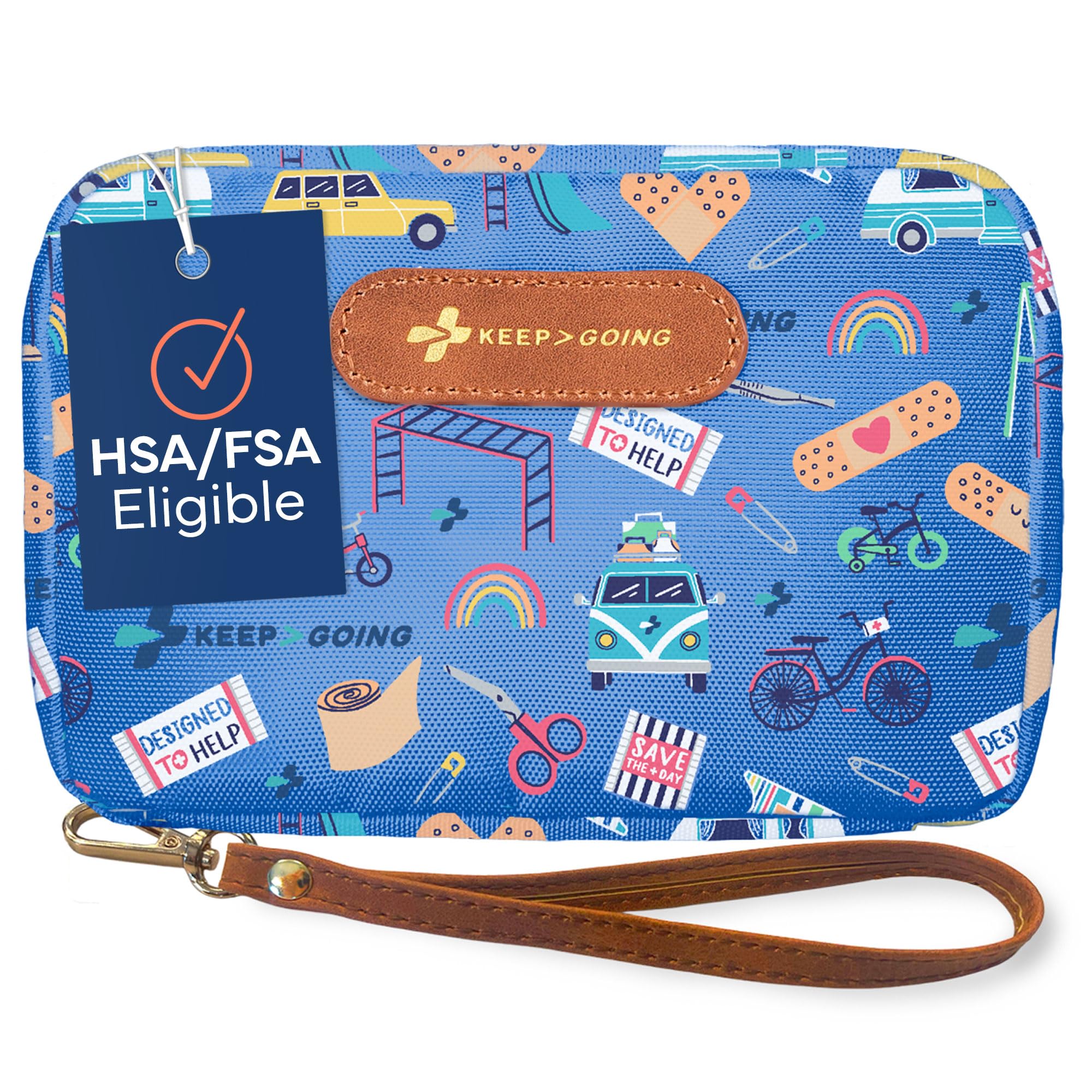 Keep Going Travel First Aid Kit for Kids – 130 Pc.for Purse, Diaper Bag, Backpack, & Suitcase, with Latex-Free Bandages – 7 x 5 x 2 in. Travel First Aid Kit TSA-Approved