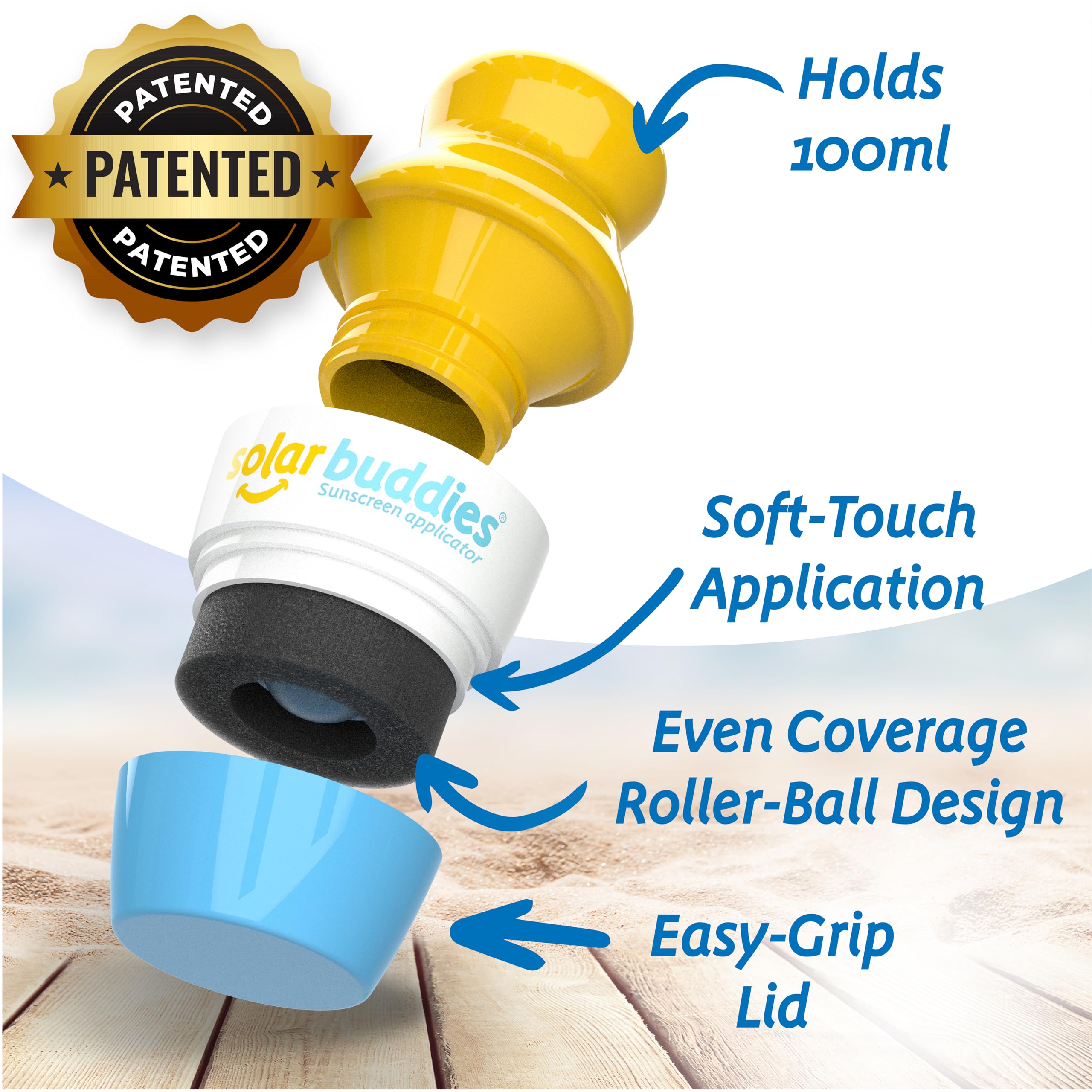 Solar Buddies Sunscreen Applicator – Full Blue & Pink Duo – BPA-Free Refillable Roll-on Sponge for Sunscreens & Lotions – For Kids, Adults & Families – 3.4Fl Oz – Perfect for Travel