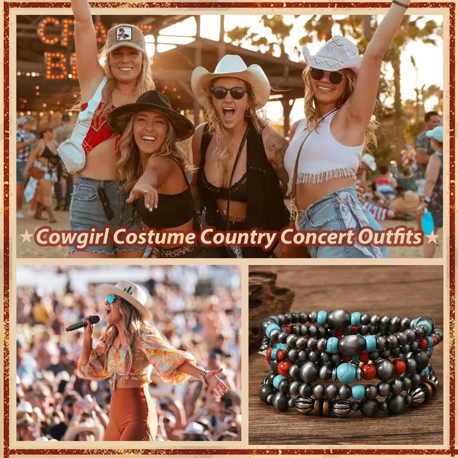 Navajo Pearls Jewelry Turquoise Western Bracelets Boho Native Jewelry Beaded Bracelet Stack for Summer Clothes Country Concert Outfits