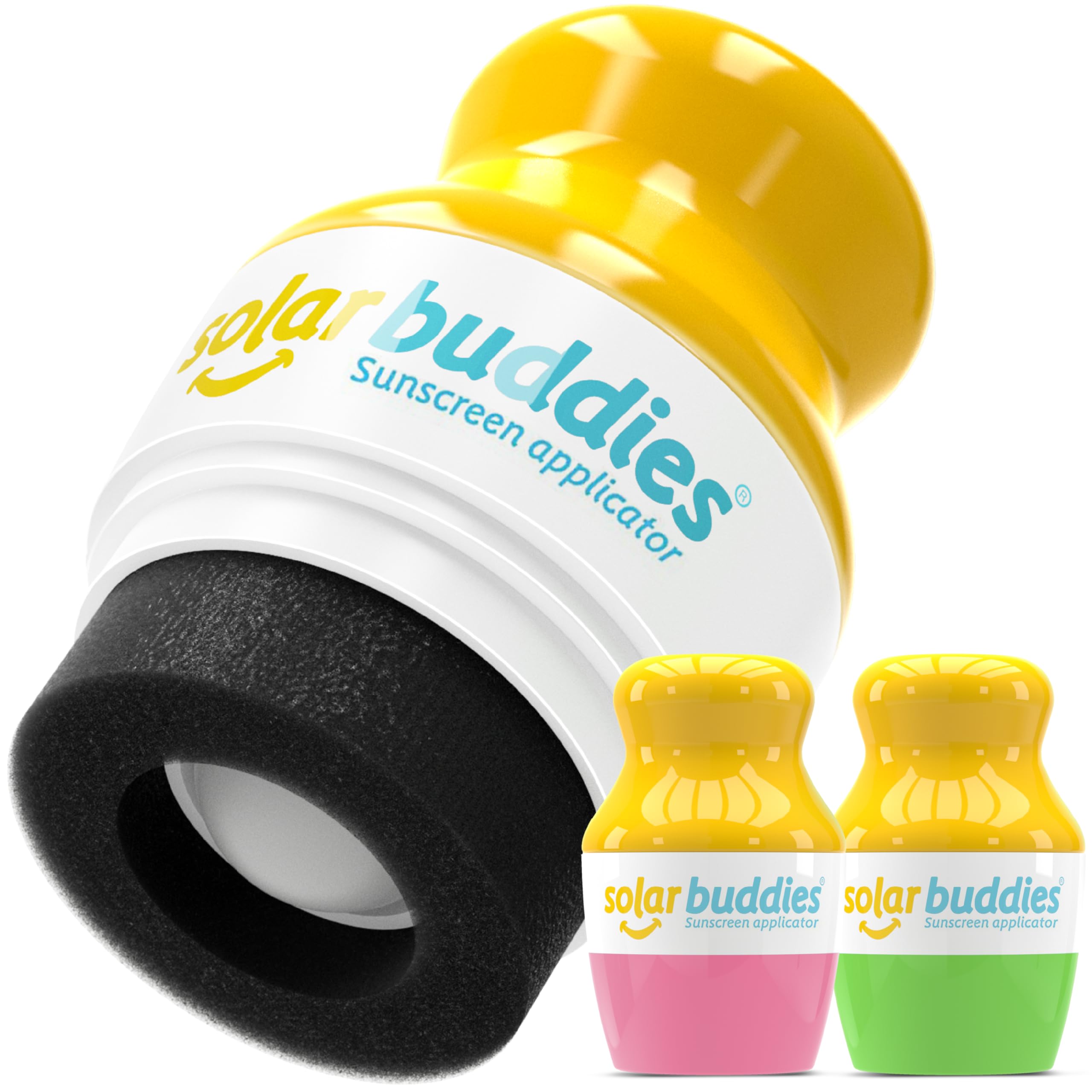 Solar Buddies Sunscreen Applicator – Full Blue & Pink Duo – BPA-Free Refillable Roll-on Sponge for Sunscreens & Lotions – For Kids, Adults & Families – 3.4Fl Oz – Perfect for Travel