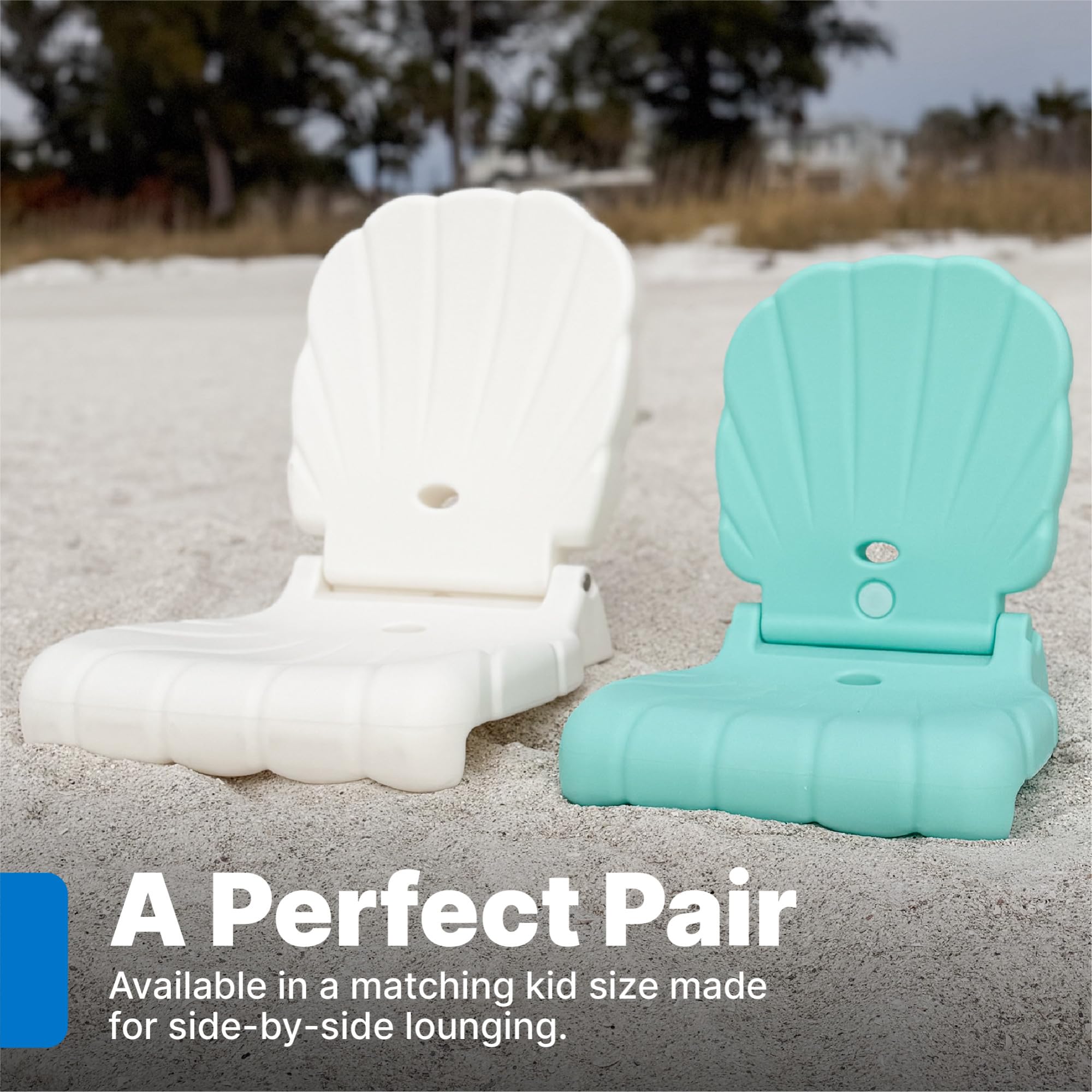 Step2 Kids Shell Flip Seat 2 Pack, Portable Outdoor Chair for Poolside, Camping, Beach, Stadium, Providing Back Support, Made of UV20 Durable Plastic, Mint
