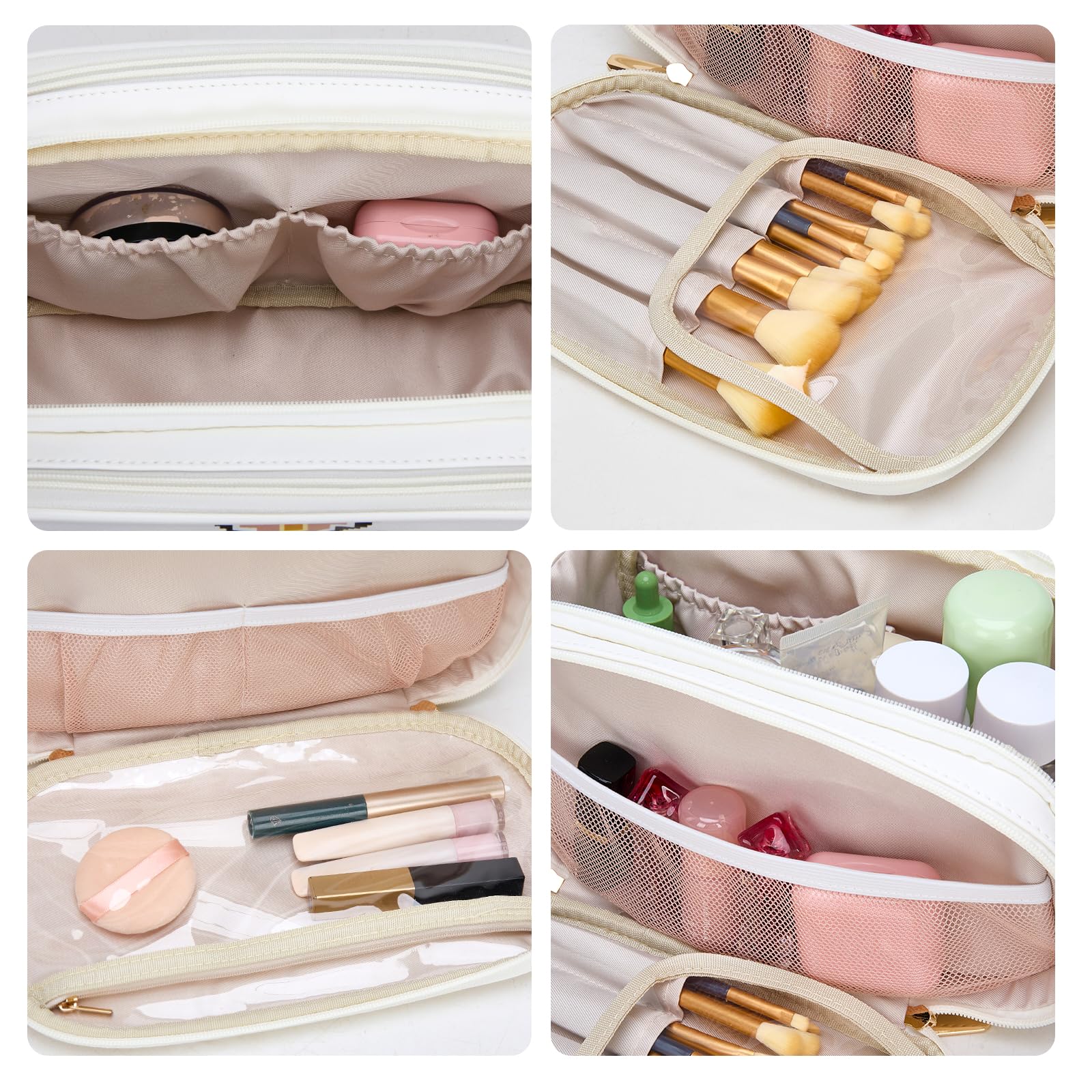 Montana West X Wrangler Large Makeup Bag Travel Toiletry Bag Portable Cosmetic Bag Make Up Organizer with Divider and Handle for Women