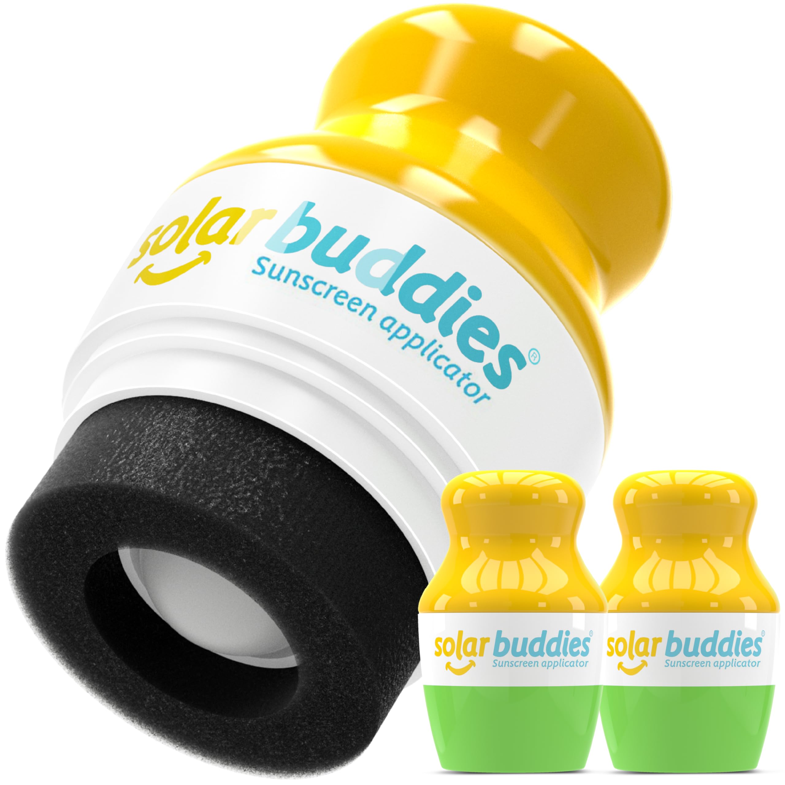 Solar Buddies Sunscreen Applicator – Full Blue & Pink Duo – BPA-Free Refillable Roll-on Sponge for Sunscreens & Lotions – For Kids, Adults & Families – 3.4Fl Oz – Perfect for Travel