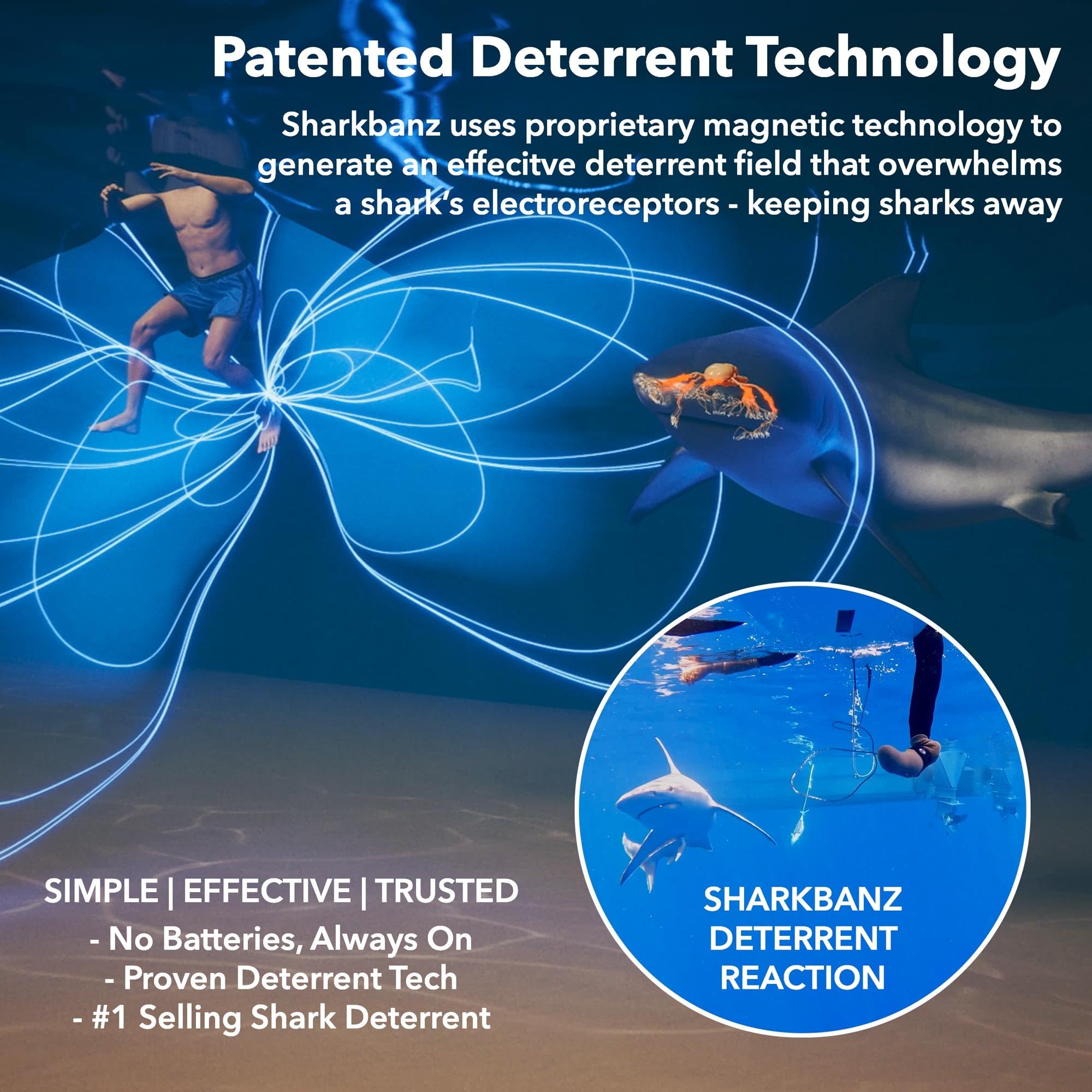 SHARKBANZ - Official Magnetic Shark Deterrent Band for Swimming, Surfing, Diving, and All Ocean Sports - Proven & Patented