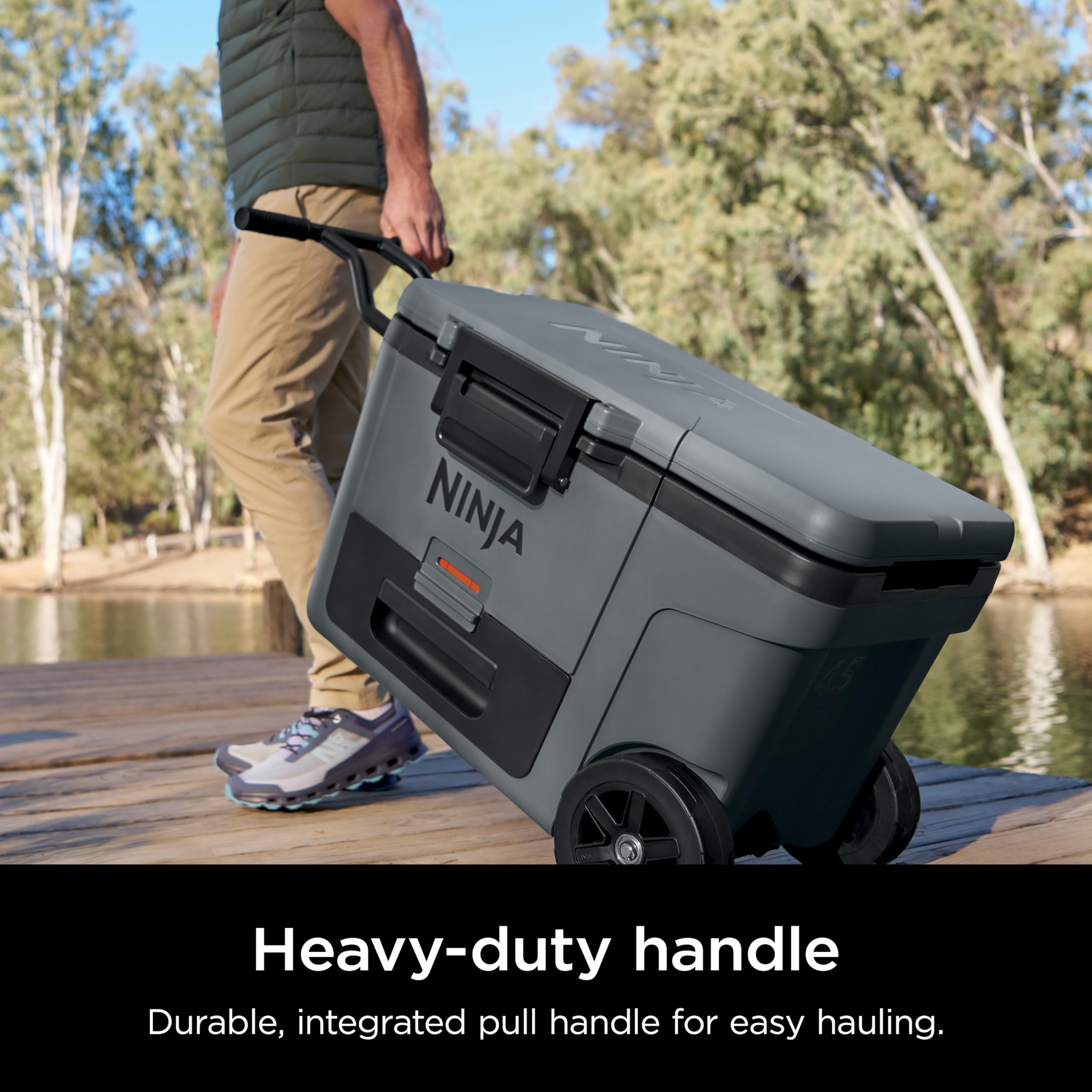 Ninja | Cooler | FrostVault 45QT Cooler with Wheels | Insulated with Temp Dry Storage Drawer | Keeps Ice Cold for Days | for the Beach, Camping, Picnics & More | Cloud White | FB245WH